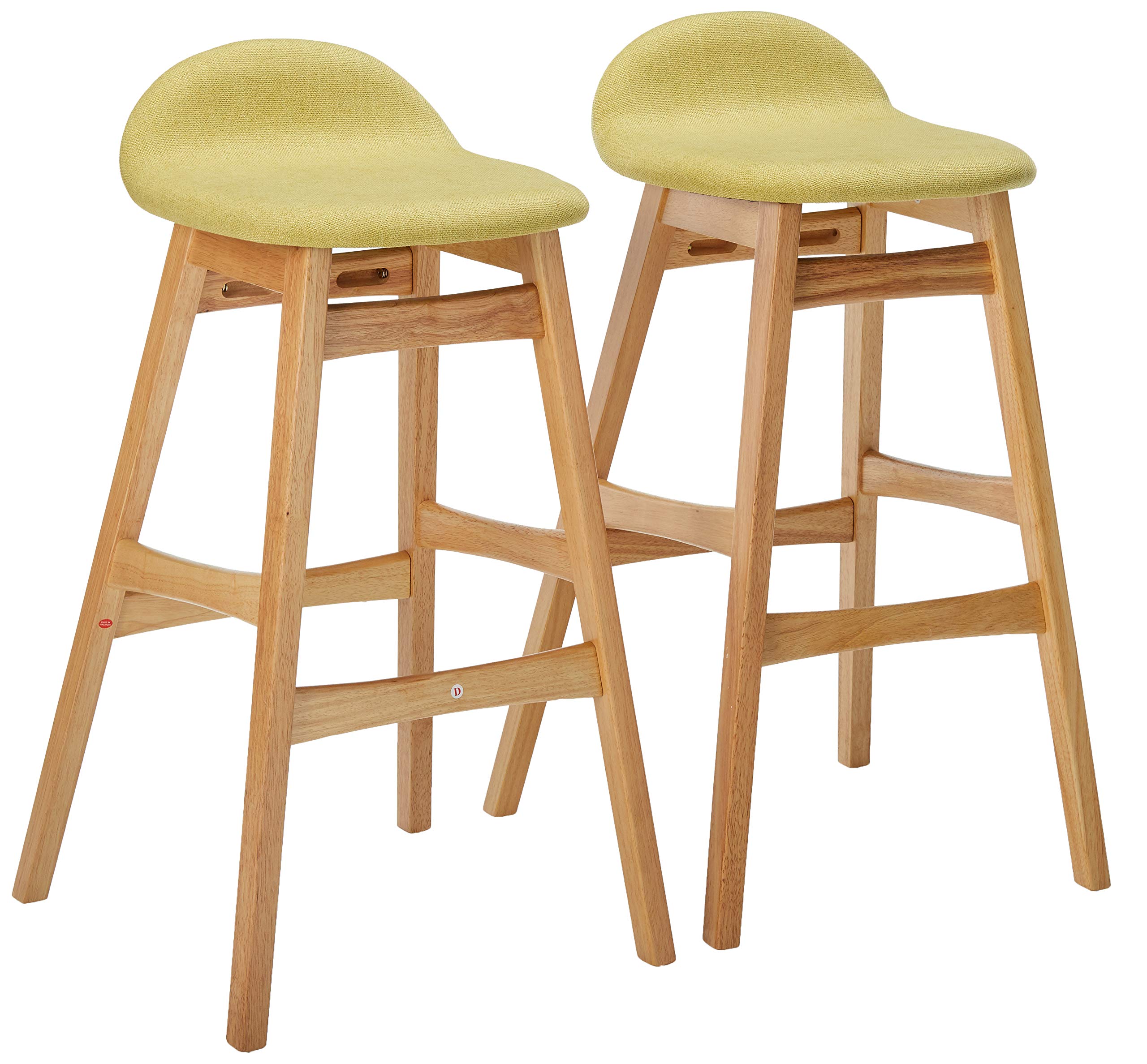 Christopher Knight Home Moria Fabric & Oak Finish Bar Stools - Set of 2, Green Tea - Counter Height Stools for Kitchen Island, Breakfast Bar & Home Decor