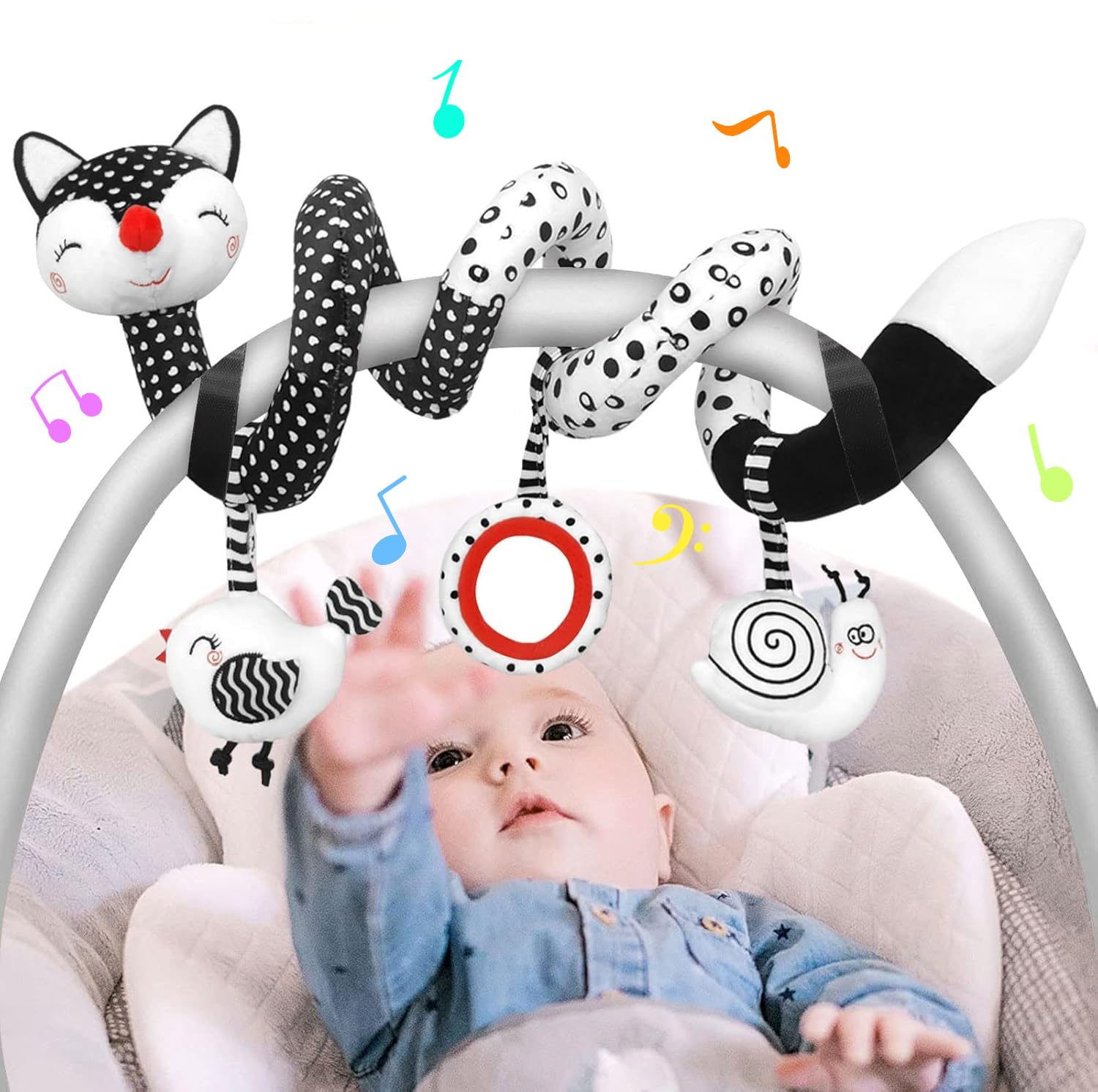 High Contrast Black and White Baby Toys for Newborns 0-12 Months - Car Seat & Stroller Sensory Toys for Infant Development - Perfect Crib Mobile Gift for Boys & Girls - Ideal for Visual Stimulation and Early Learning