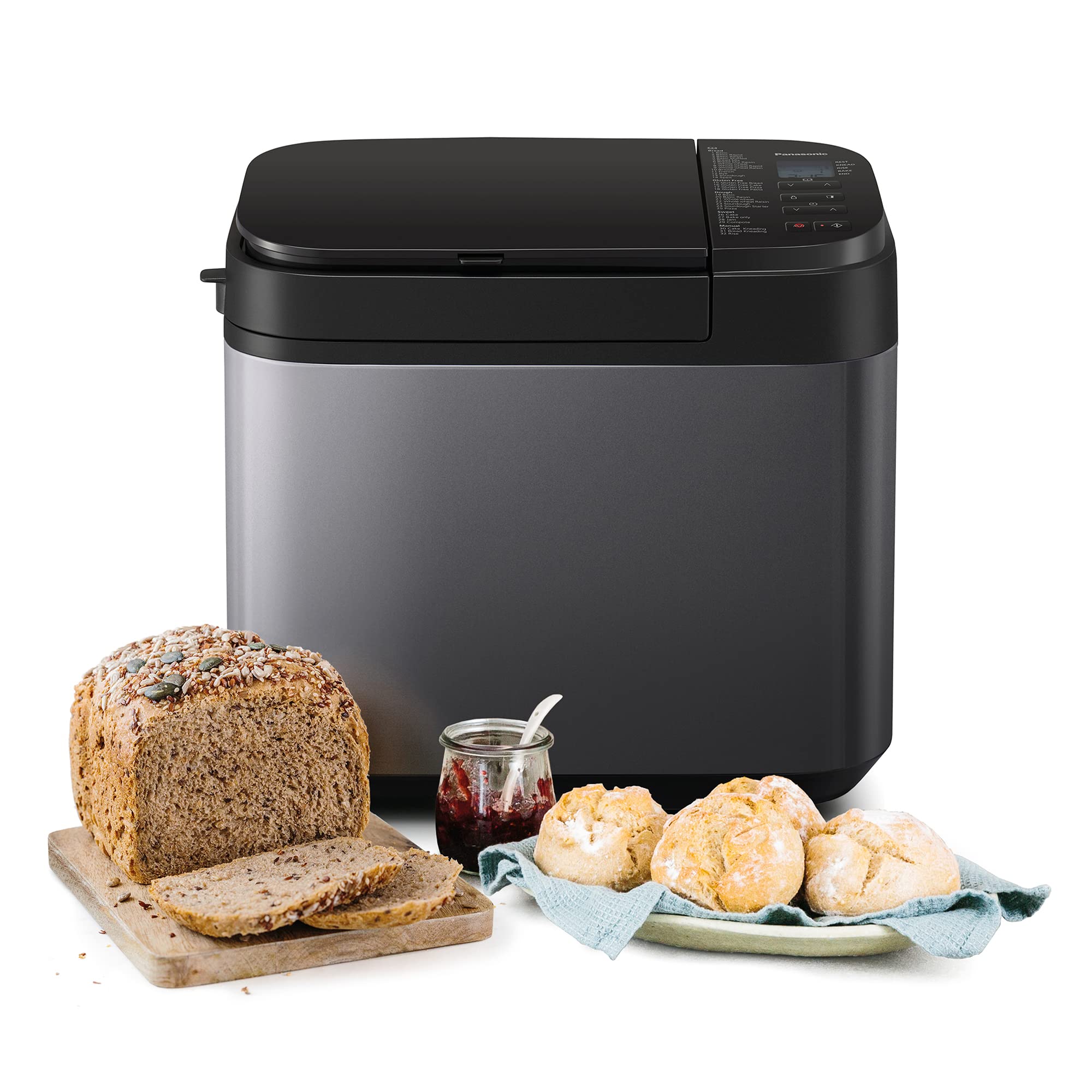 Panasonic YR2540 Fully Automatic Bread Maker with Yeast & Nut Dispensers - Manual Settings for Bread & Dough Rising, Dual Temperature Sensors, 13-Hour Digital Timer, Gunmetal - Perfect for Home Baking, Fresh Bread Daily, and Gluten-Free Recipes