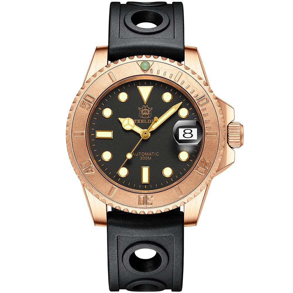 STEELDIVE Men's Automatic Diver Watch - Bronze Luxury Water Ghost Self-Winding Mechanical Wristwatch with 200m Water Resistance, C3 Luminous, Diving Chronograph Bezel & Sapphire Crystal (NH35 Movement) - Perfect for Scuba Diving, Snorkeling, and Outdoor Adventures