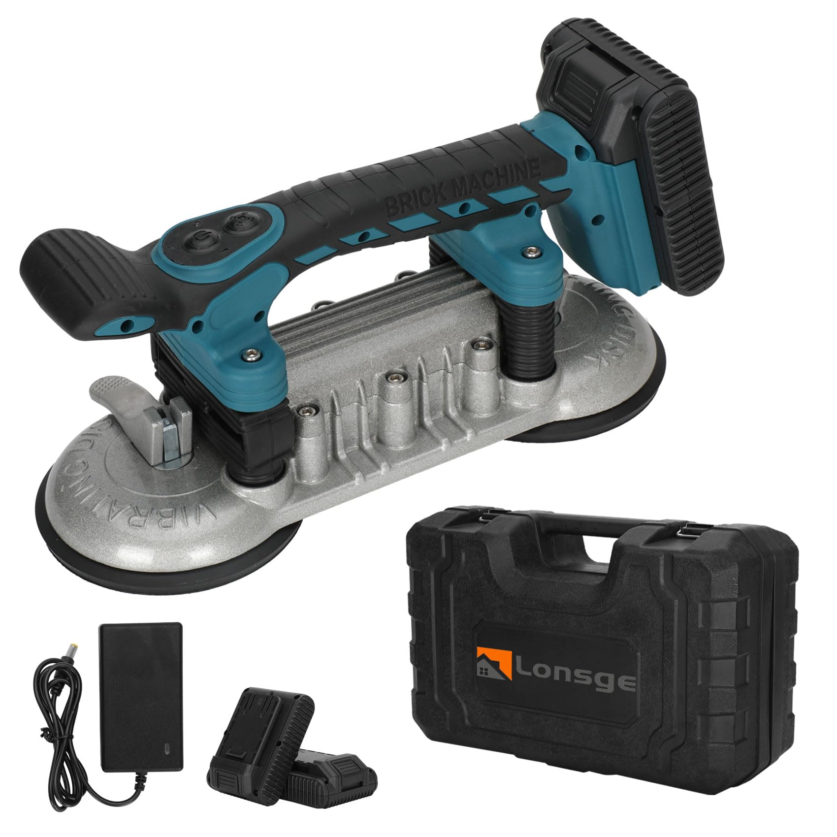 Electric Tile Vibrator Tool - 21V 6-Speed Adjustable Vibration Machine with Double Suction Cup, 12000mAh Battery & 24000r/min for Professional Tile Installation | Perfect for Flooring, Wall Tiling, and DIY Home Renovation Projects