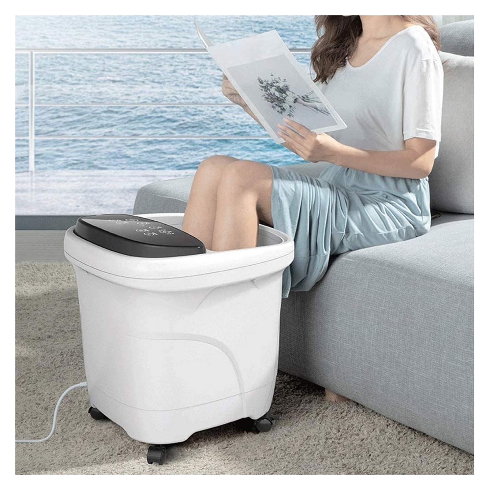 Relaxing Foot Spa Massager with 6 Shiatsu Rollers, Heating & Temperature Control, Bubbles & Vibration - Perfect for Home, Office & Post-Workout Recovery