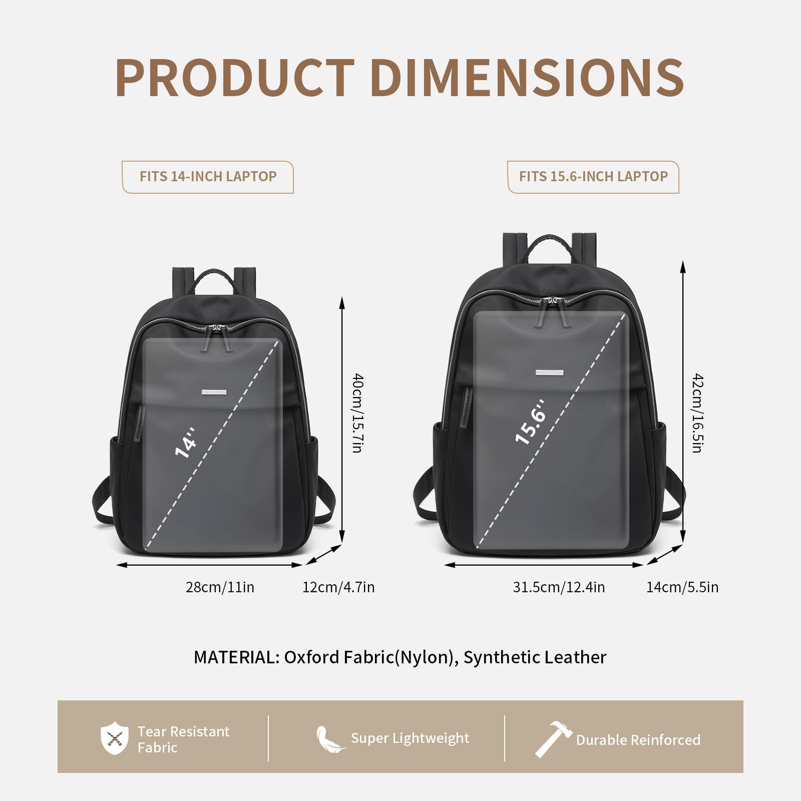 **Women's Water Resistant Laptop Backpack with Separate 15.6-Inch Laptop Compartment - Durable Travel, Work & College Computer Bag (Black) - Perfect for Commuting, Business Trips & Campus Life**