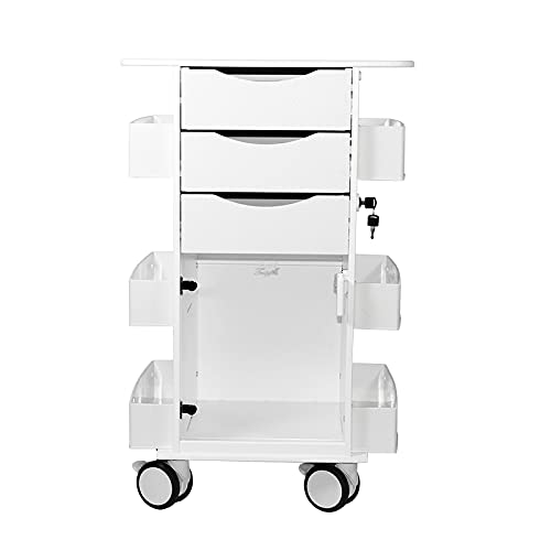 Core DX Cart with White Drawers & Hinged Door - Mobile Storage Solution for Office, Kitchen, or Craft Room Organization