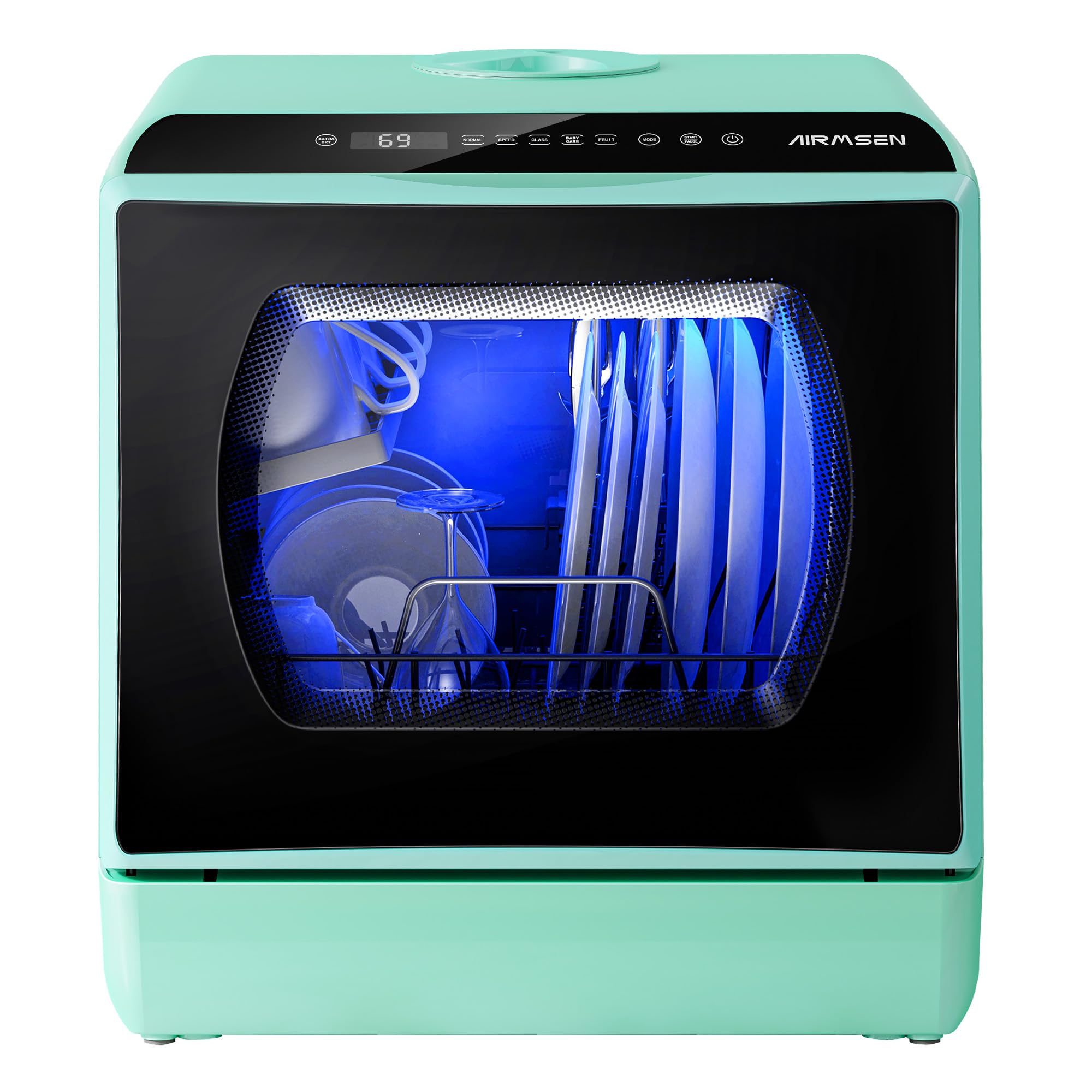 Portable Countertop Dishwasher with 5 Wash Programs & 5L Built-in Water Tank - No Plumbing Needed for Home, Apartment, RV | Compact Mini Dishwasher with Double-Layer Glass Door | Perfect for Small Kitchens, Camping & Tiny Houses