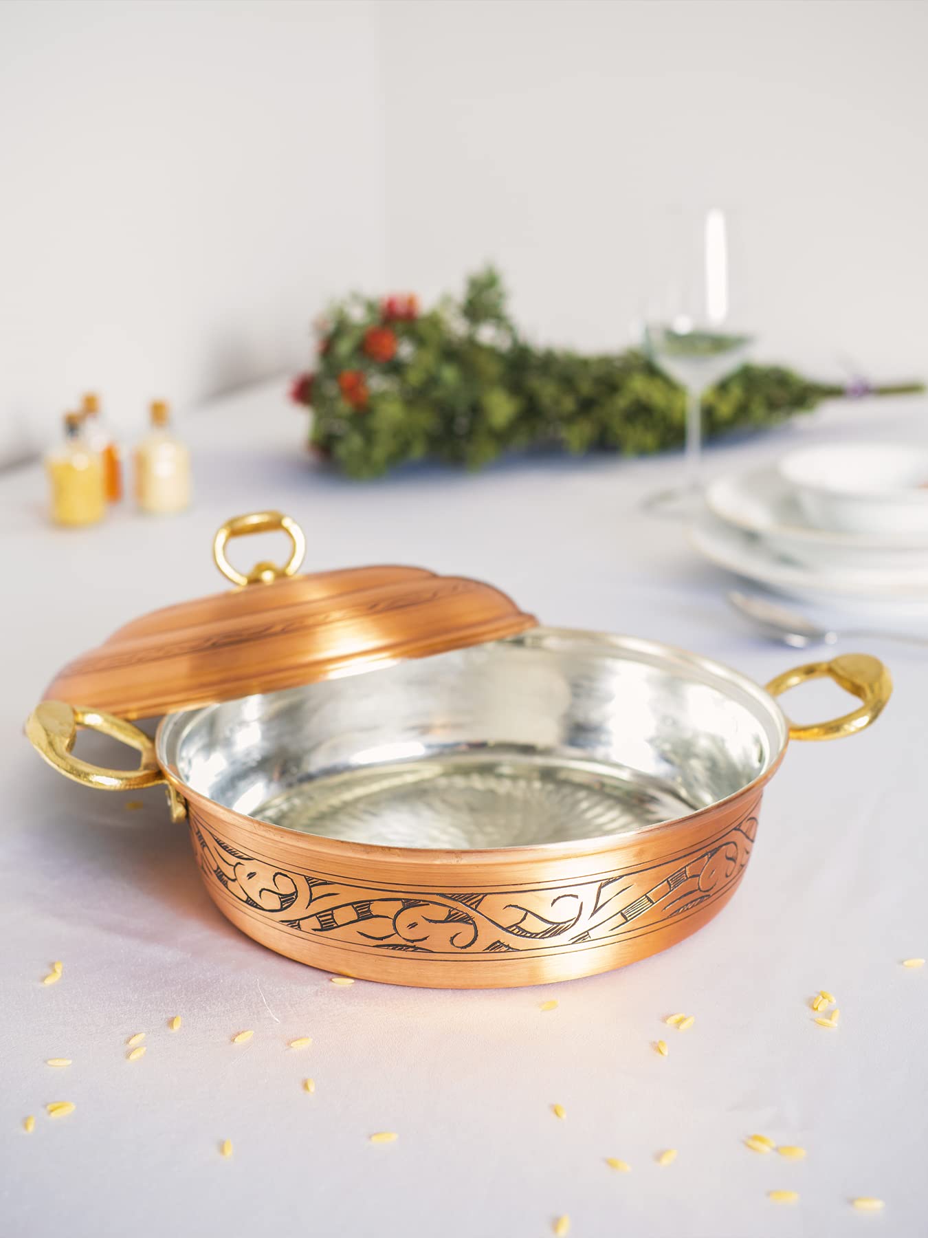 Handmade Vintage Copper Cooking Pot 23cm - Traditional Copper Cookware for Stovetop & Induction - Perfect for Soups, Stews & Slow Cooking