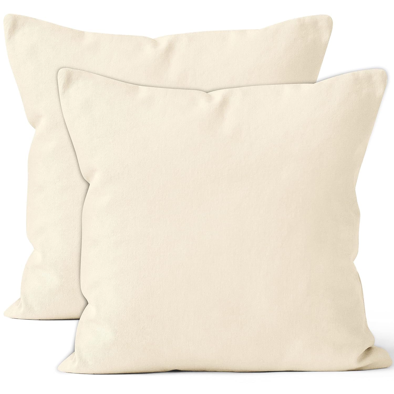 Encasa XO Throw Pillow Covers 16x16 Inch Set of 2 - 100% Cotton Decorative Cushion Covers with Premium Zippers for Sofa, Bed, Living Room - Natural Linen Style Home Decor Accent Pillows for Modern Interior Design