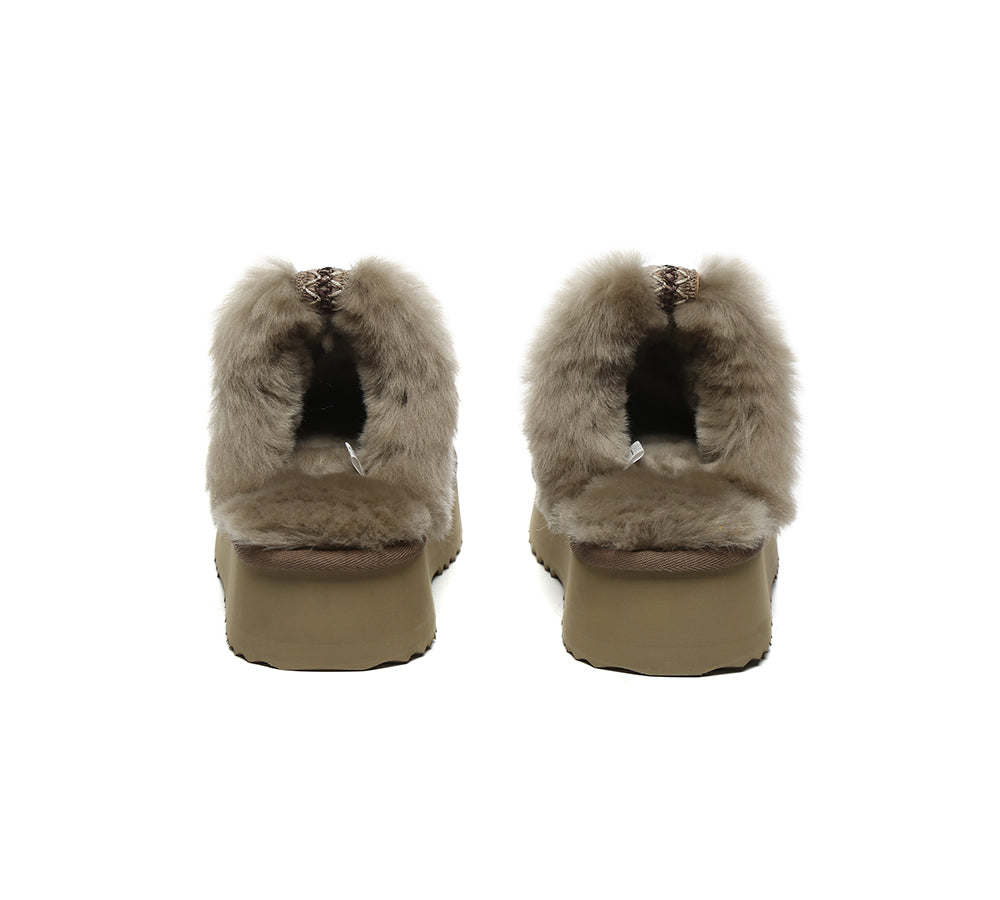 Australian Shepherd® Women's UGG Slippers - Genuine Sheepskin Wool Platform Slippers for Women - Cozy Indoor/Outdoor House Shoes for Winter Comfort & Lounge Wear