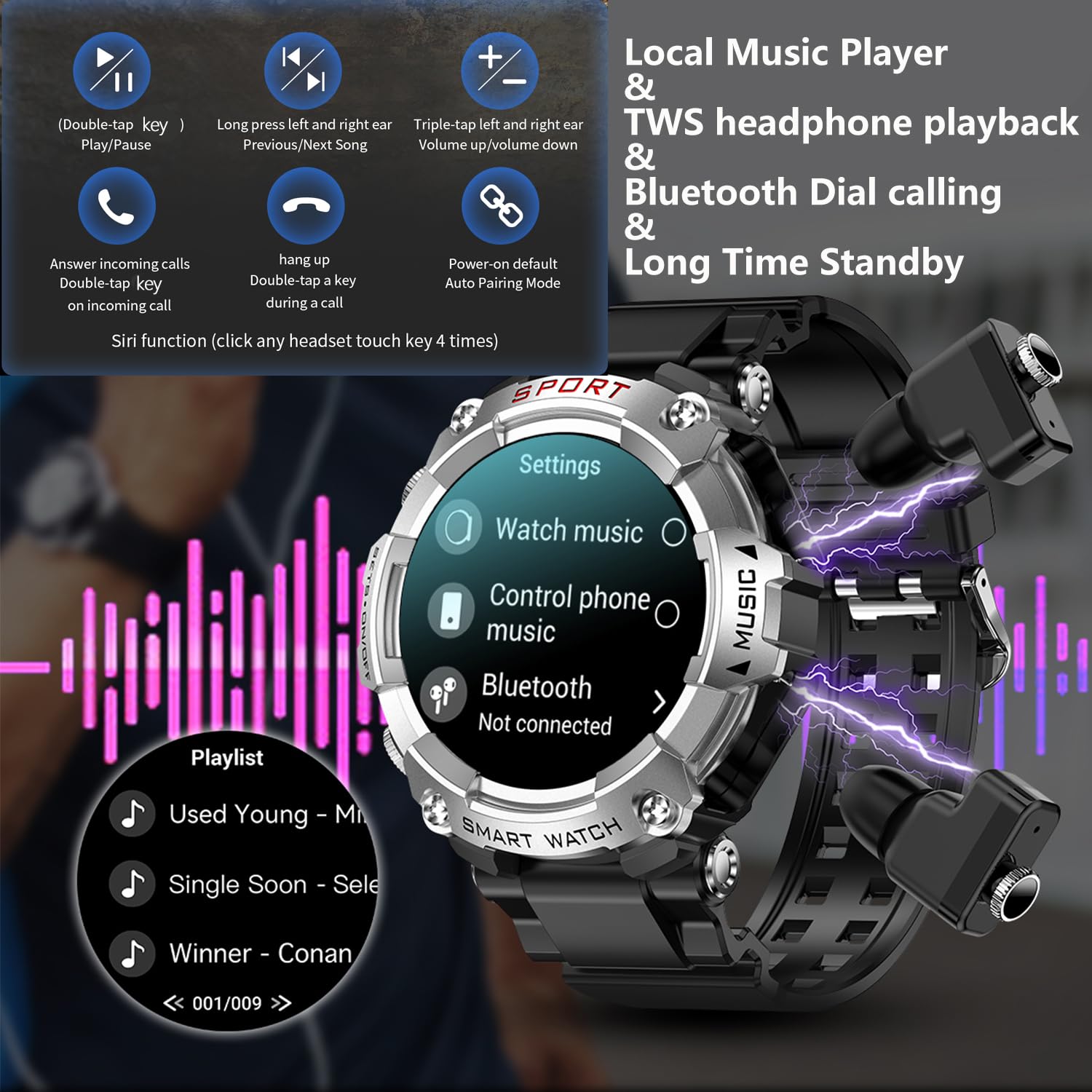 Smart Watch with Wireless Earbuds - 1.52