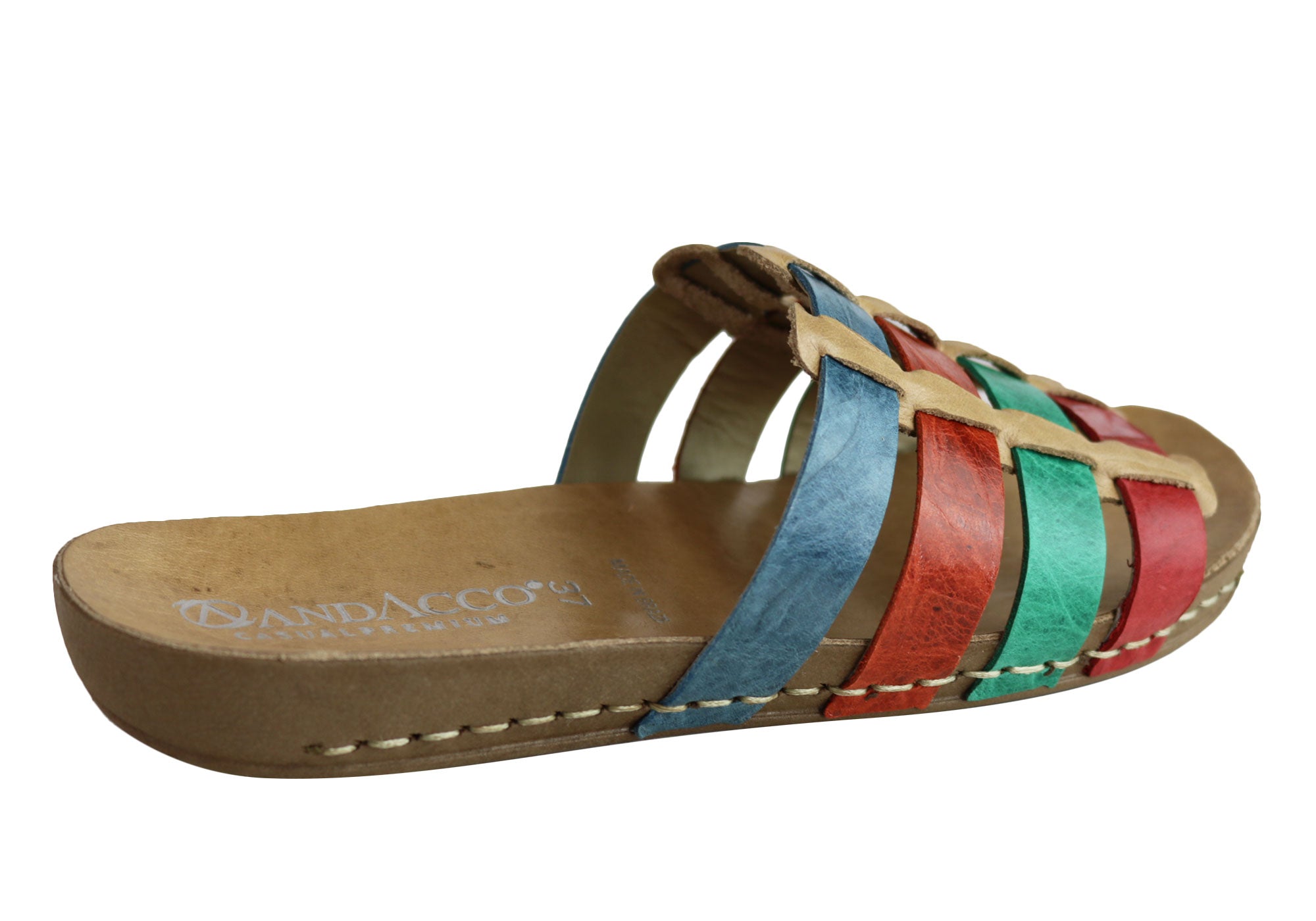 Andacco Sorrento Women's Comfort Leather Slide Sandals - Handmade in Brazil - Perfect for Beach, Vacation & Summer Outfits