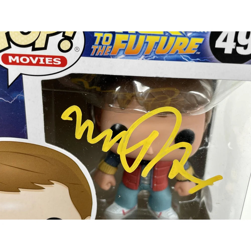 Michael J. Fox Autographed Back to the Future Funko Pop #49 Marty McFly with JSA COA - Limited Edition Collectible for Movie Fans & Pop Culture Enthusiasts