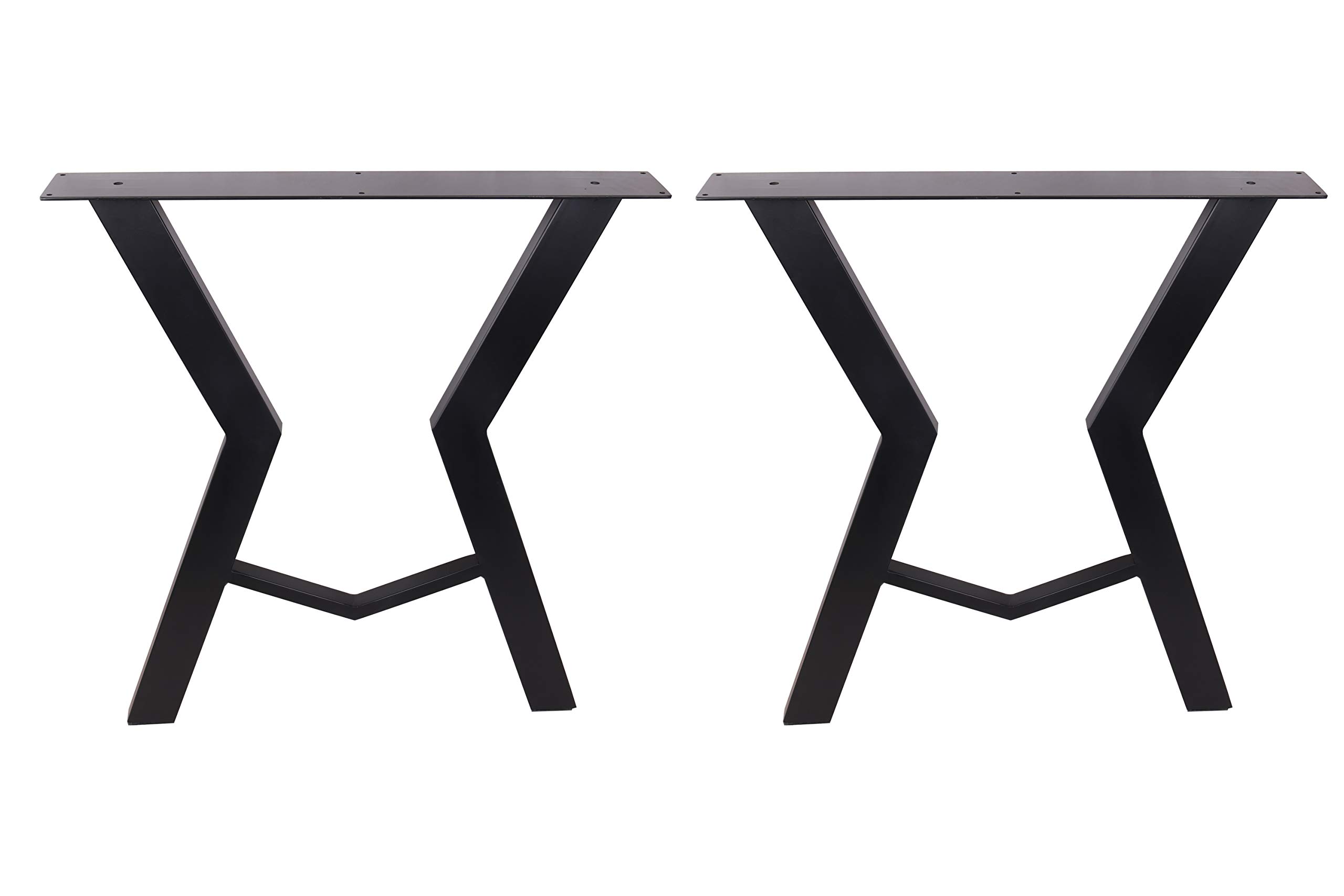 2 Pack Black Steel Dining Table Legs - Heavy Duty Industrial Style for Office Desk, Computer Workstation & Kitchen Furniture - Modern Home & Commercial Use