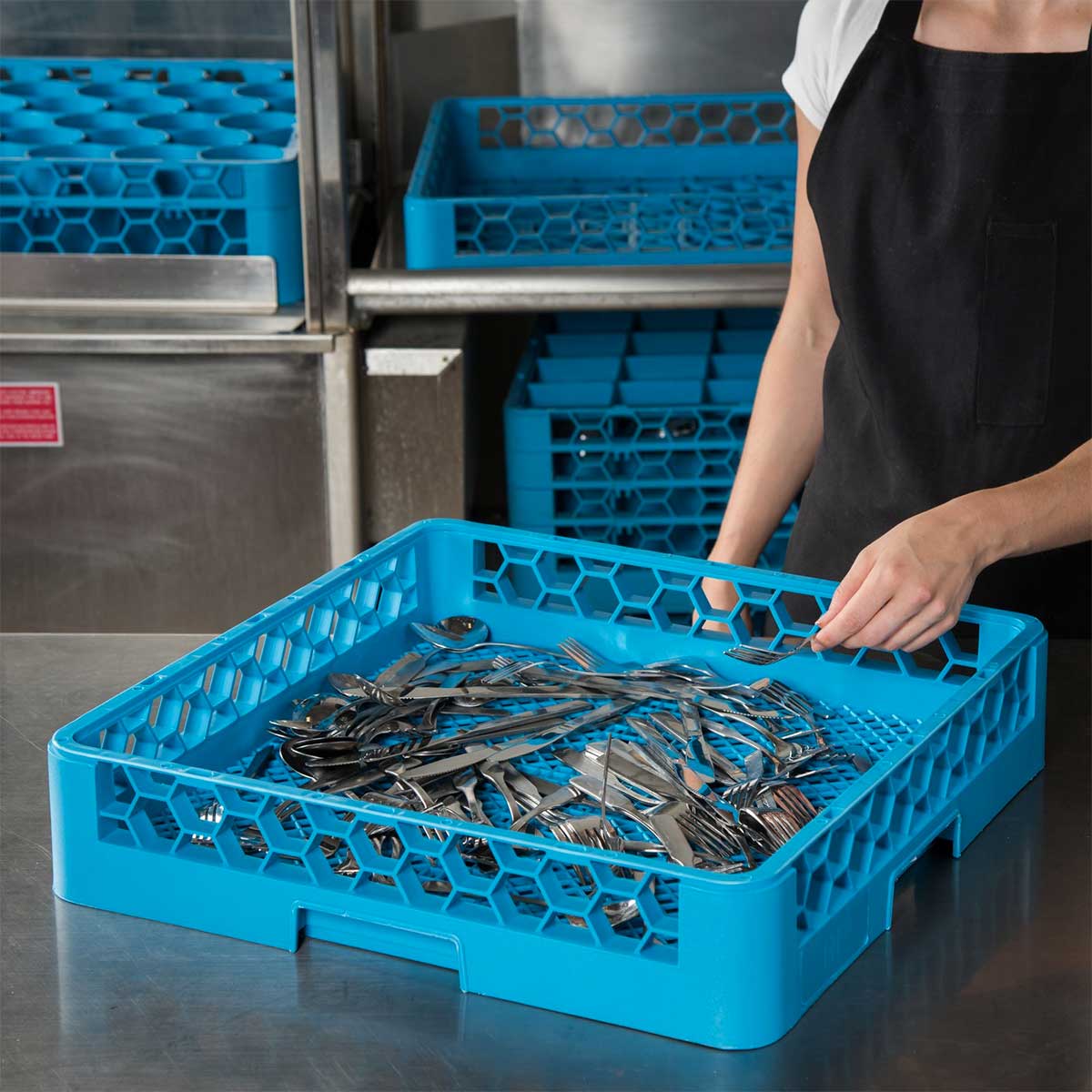 Carlisle RF14 Opti Clean Combo Flatware Rack - Full Size Blue Commercial Dishwasher Rack for Restaurants & Catering Services