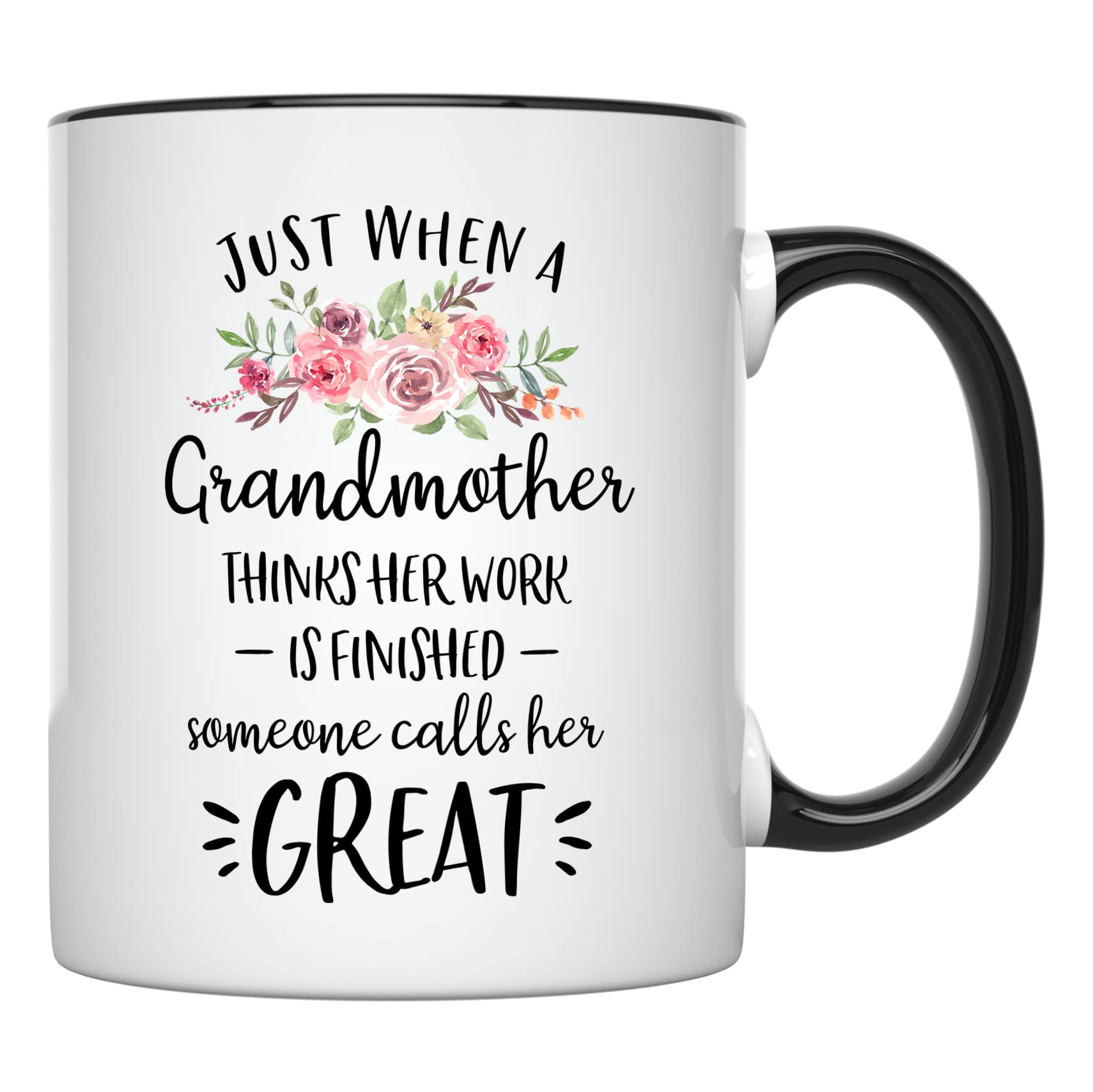 YouNique Designs 11oz Great Grandma Pregnancy Announcement Mug - Black Handle - Perfect Gift for Great Grandparents & Great Grandma - Celebrate Family Milestones with a Heartwarming Keepsake