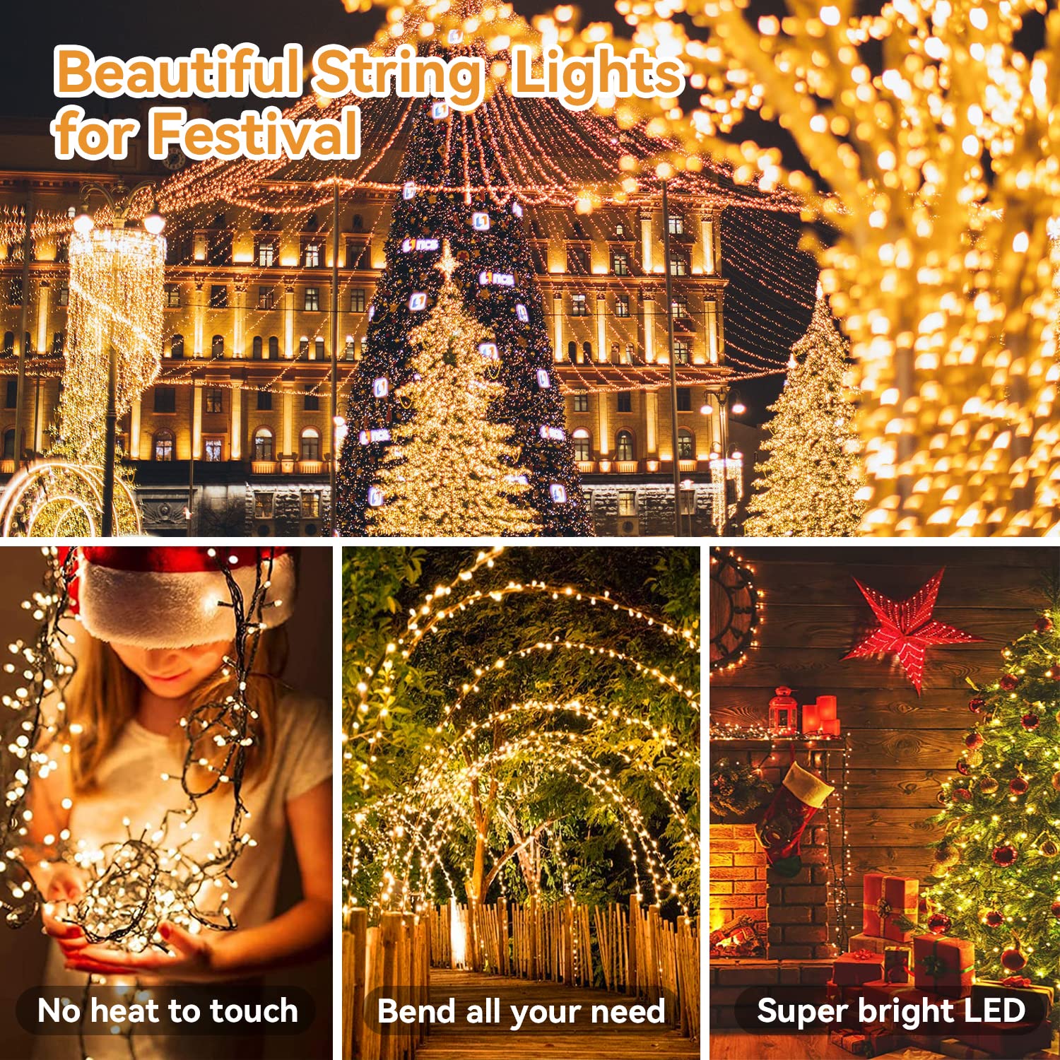 33ft 100 LED Christmas String Lights - Waterproof Battery Operated Fairy Lights with 8 Modes, Warm White Decorative Lights for Xmas Tree, Party, Garden, Indoor & Outdoor Use - Perfect for Holiday Decorations, Wedding, Bedroom, and Backyard Lighting