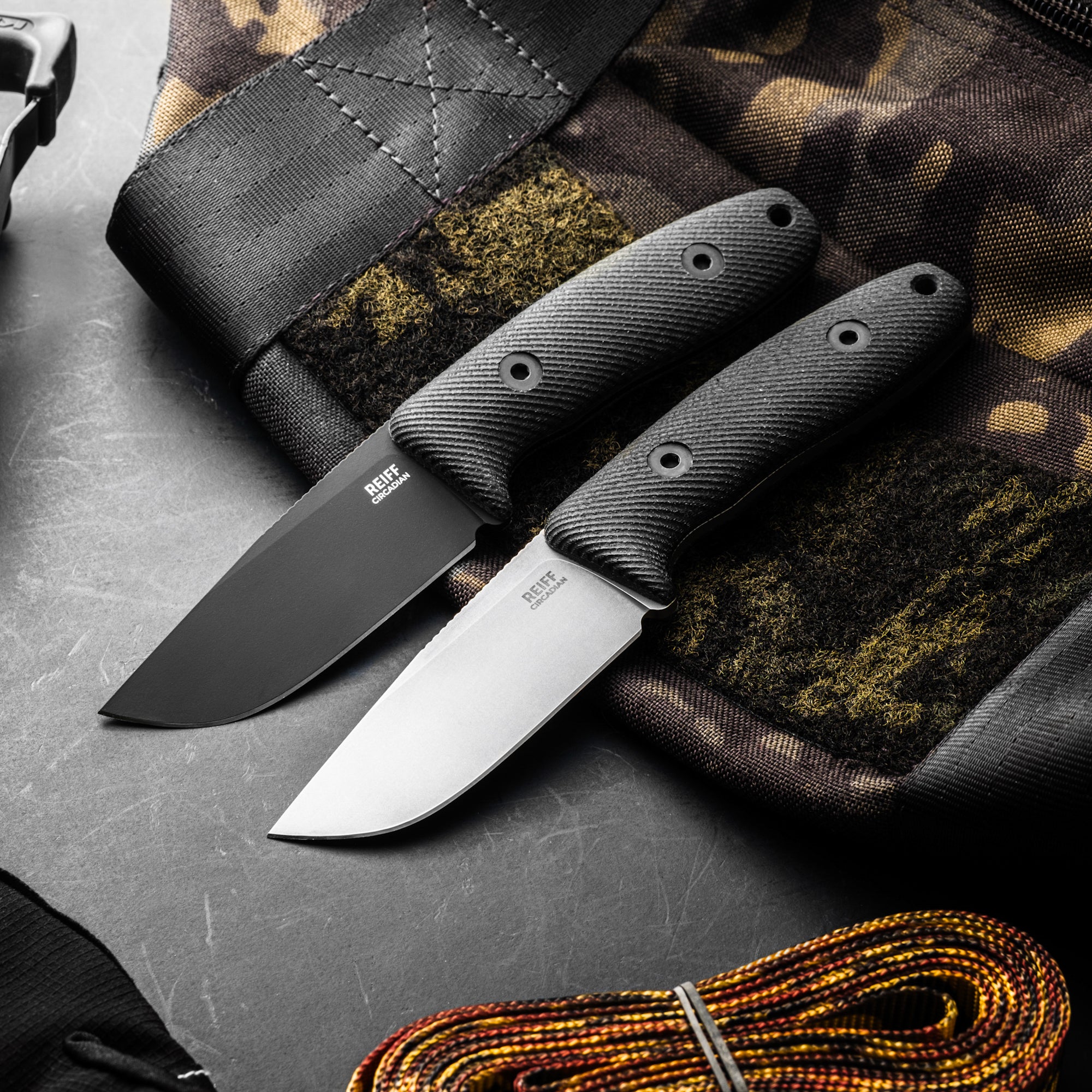 CPM MagnaCut EDC Fixed Blade Knife - Stonewashed Circadian Clip Point with Black Canvas Micarta Handle | Perfect for Outdoor Camping, Hunting & Everyday Carry