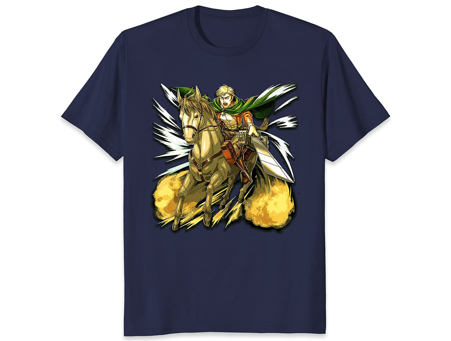 Attack On Titan Commander Erwin Smith Anime T-Shirt for Men - Official Anime Merchandise & Graphic Tee for AOT Fans - Perfect for Cosplay, Conventions & Anime Gifts