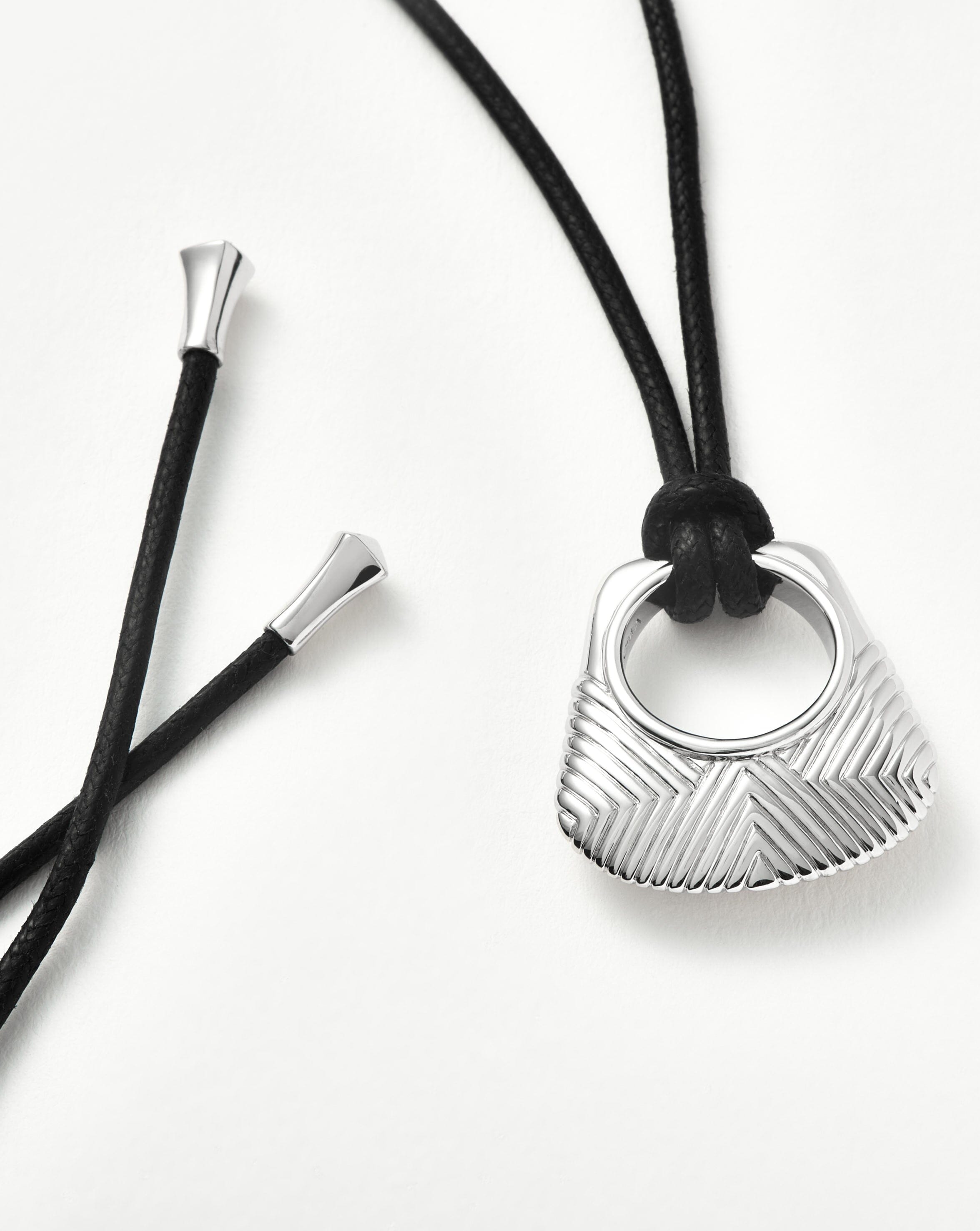 Hera Ridge Pendant Cord Necklace - Silver Plated Boho Jewelry for Women, Minimalist Layering Necklace for Everyday Wear, Gift for Her, Birthday & Anniversary Present