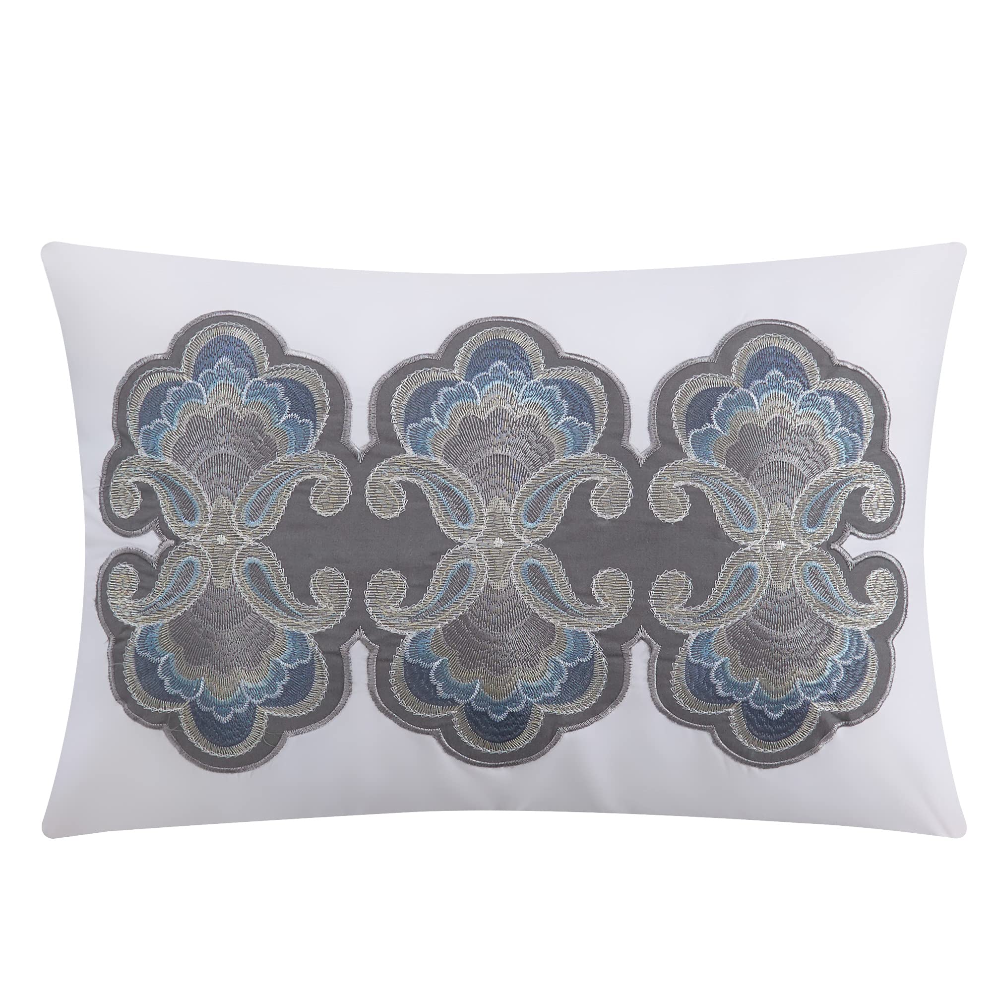 Chic Home Adaline 5-Piece Comforter Set with Embroidered Design - Includes Decorative Pillows & Shams, Queen Size, Grey - Perfect for Master Bedroom, Guest Room & Cozy Home Decor