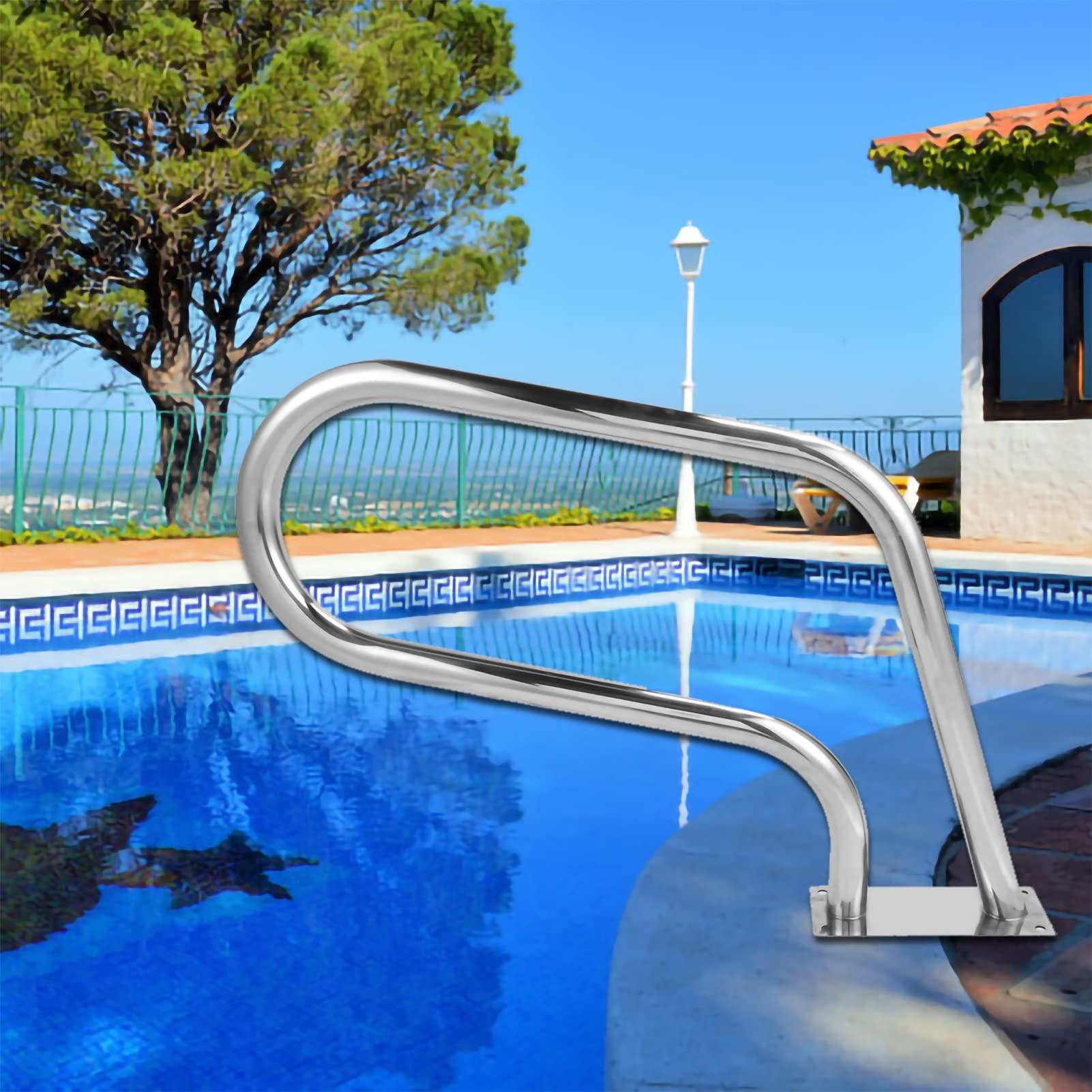 Stainless Steel Pool Handrail with Quick Mount Base - Easy to Install Swimming Pool Safety Handrail for Inground Pools | Durable Non-Slip Pool Ladder Rail for Seniors & Kids | Perfect for Pool Entry/Exit Safety & ADA Compliance