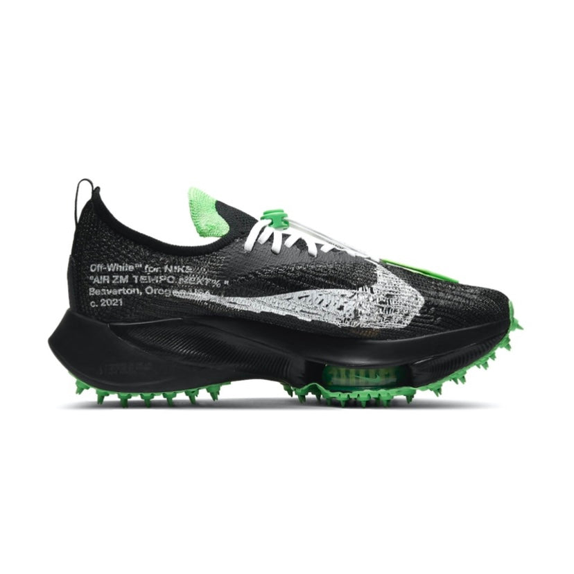 OFF WHITE ZOOM TEMPO NEXT% Running Shoes - Black/Green Colorway - High-Performance Cushioned Sneakers for Men's Road Running & Gym Workouts