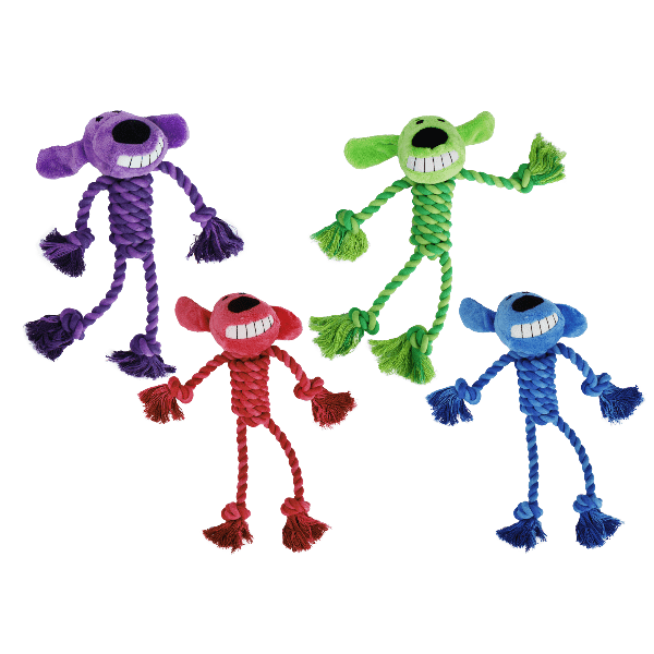 Multipet Rope Body Loofa Dog Toy - Durable Chew Toy for Medium & Large Dogs - Perfect for Playtime, Training & Dental Health - Indoor & Outdoor Use