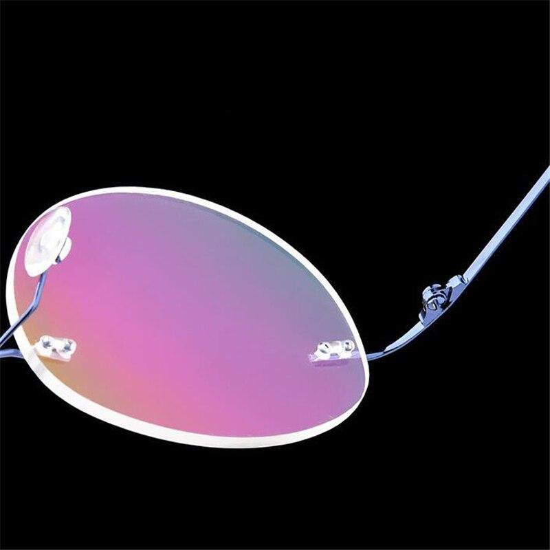 Retro Round Foldable Ultra Light Blue Light Blocking Computer Glasses - Memory Frame Rimless Eyewear for Men & Women - Perfect for Office, Gaming & Screen Time