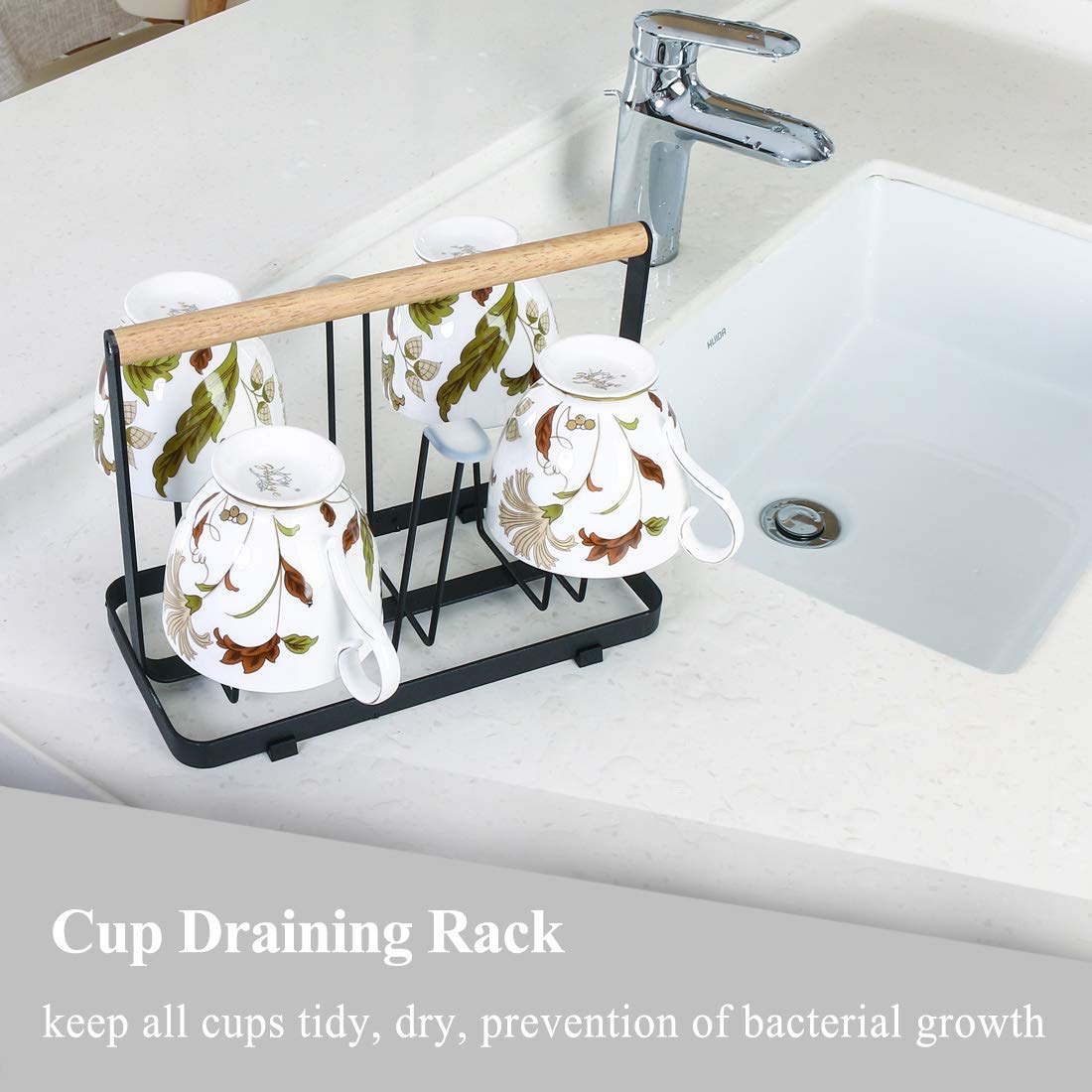 Dime Store Cup Stand - 6 Glass Holder for Kitchen, Home & Restaurants - Organize Coffee & Tea Mugs Perfectly for Countertops & Dining Tables