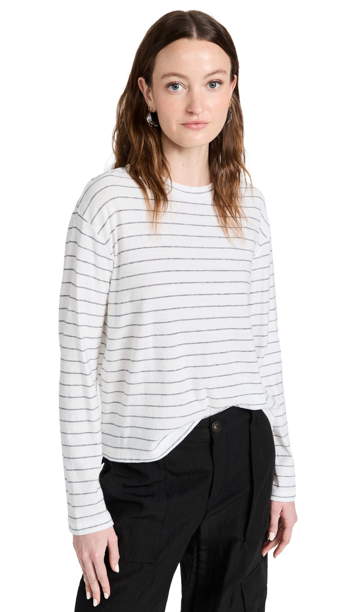 Vince Women's Striped Long Sleeve Pullover Sweater - Casual Knit Top for Fall & Winter, Perfect for Office, Date Night and Weekend Outings