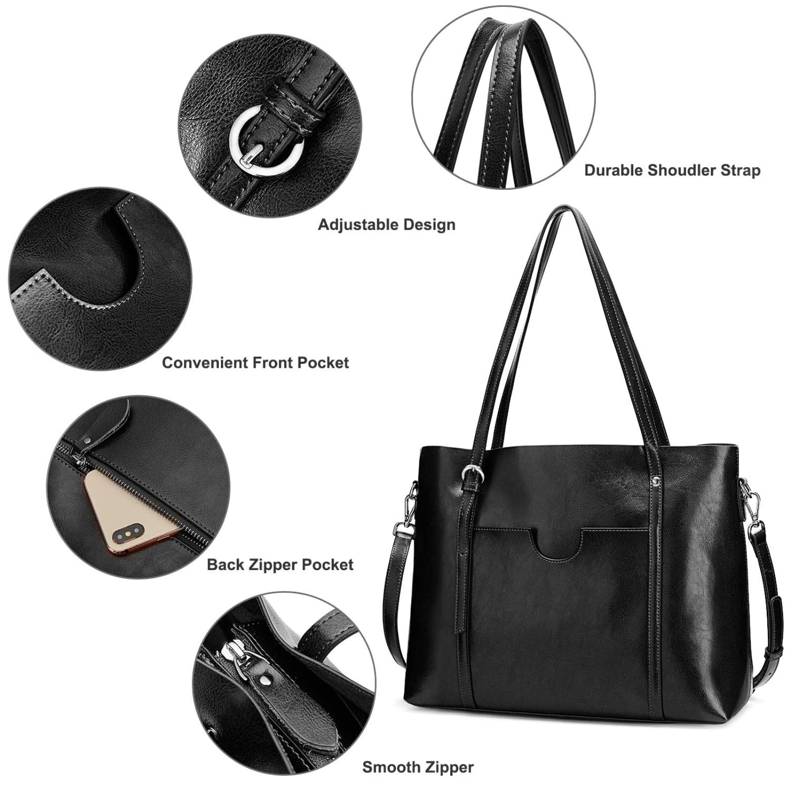 S-ZONE Women's Cow Split Leather Top Handle Satchel Tote Shoulder Bag - Large Capacity Work Bag for Office, Commute & Travel | Stylish & Durable Handbag for Professional Women