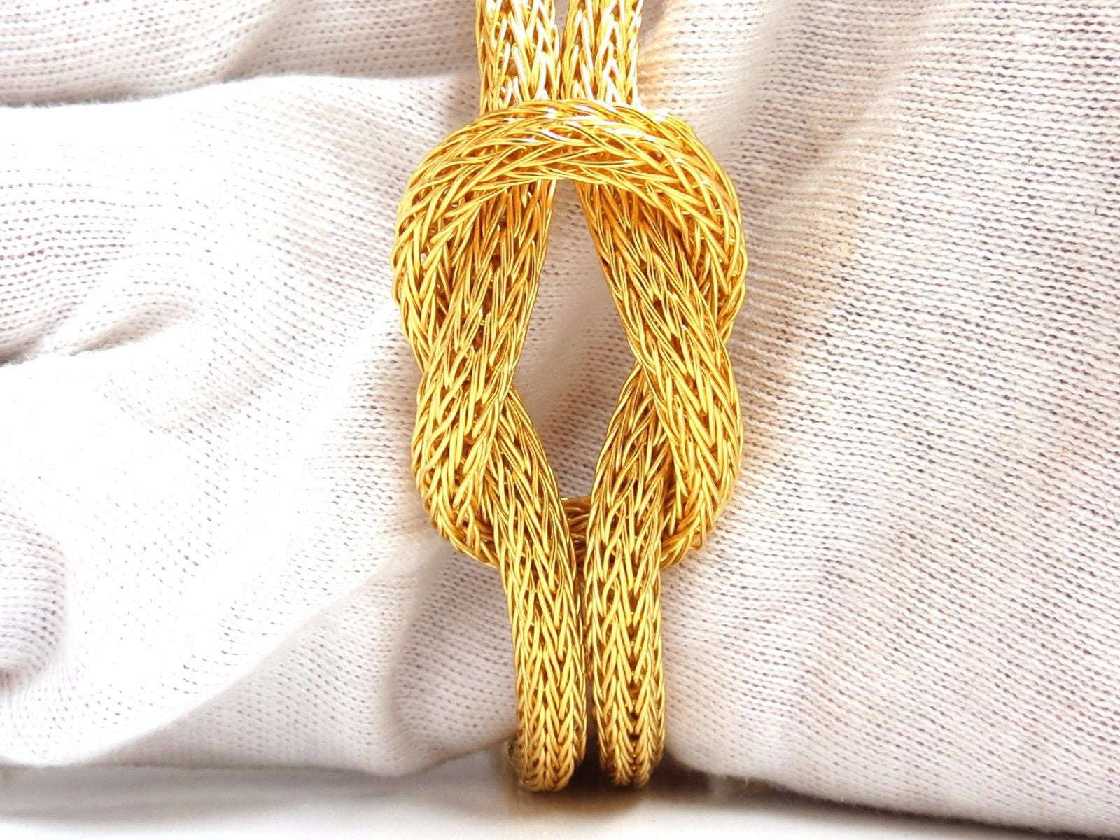 18K Gold Sailor's Knot Enamel Weave Necklace - Long Bolo Tassel Pendant - 132g Vintage Deco Jewelry - Perfect for Beach Weddings, Boho Fashion & Gift Giving