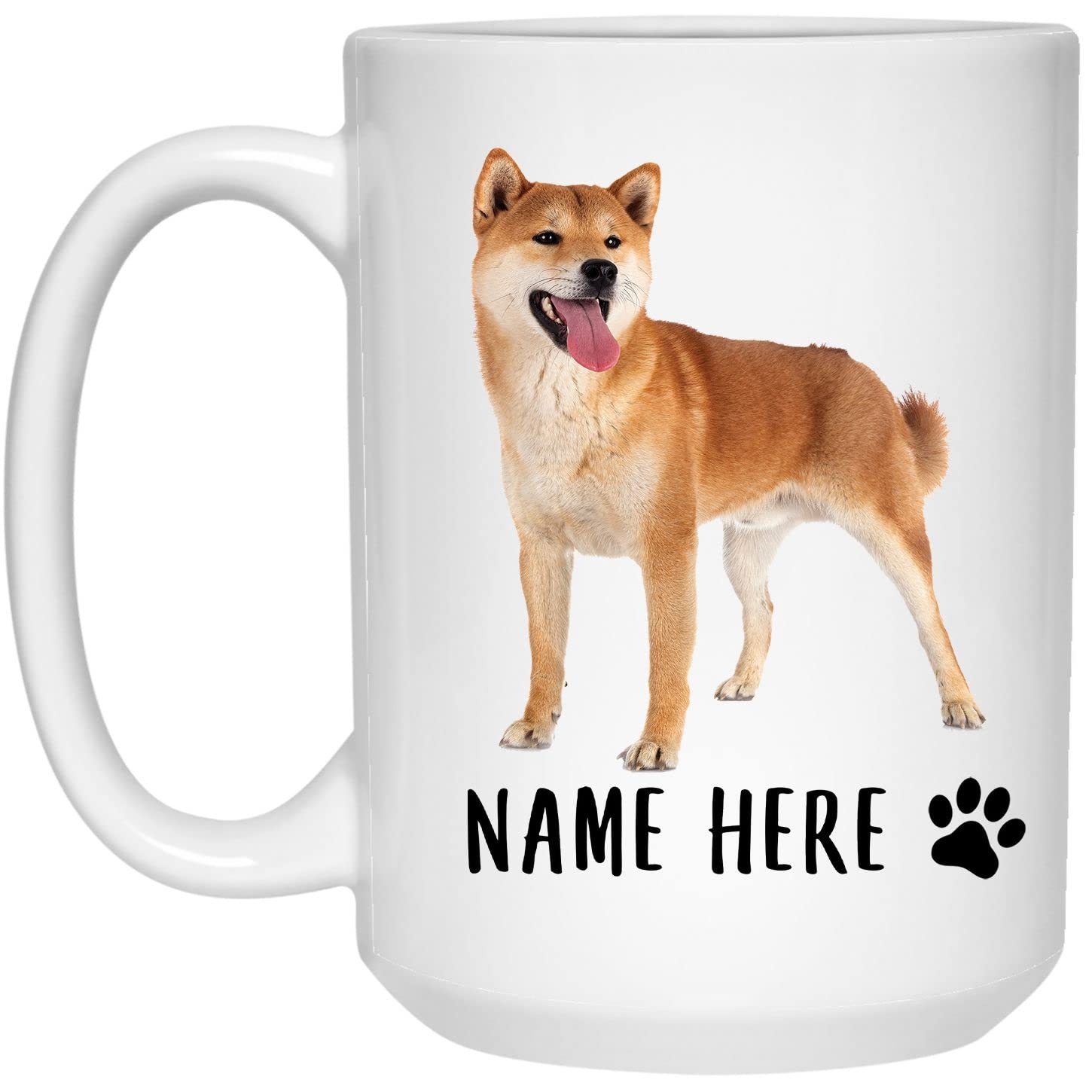 Personalized Custom Name Shiba Inu Standing Red Coffee Mug - 15oz Ceramic Cup with Text for Dog Lovers | Christmas, Birthday Gift for Women & Men | Perfect for Home, Office Use & Funny Gifts for Dog Moms & Dads