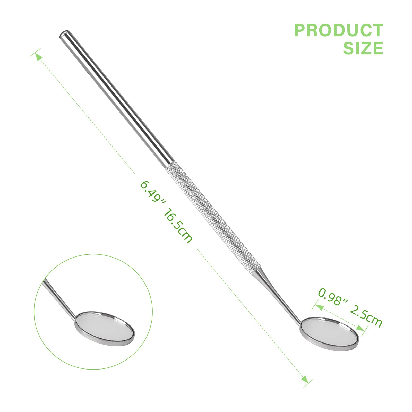 Stainless Steel Dental Mirror with Handle 6.5