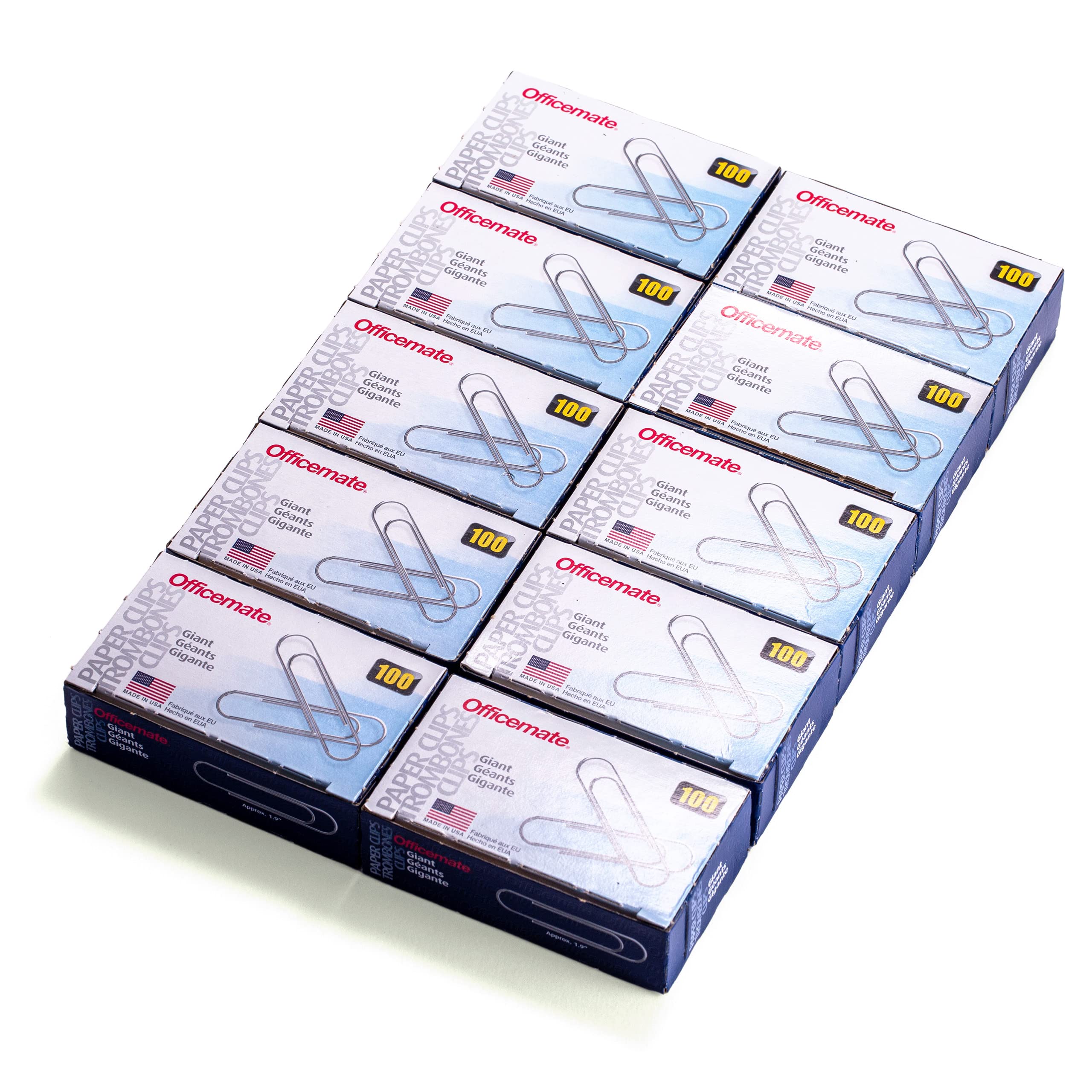 Officemate Giant Paper Clips - 1000 Count Bulk Pack (10 Boxes of 100) for Office, School & Home Organization | Heavy Duty Document Clips for Files, Reports & Craft Projects