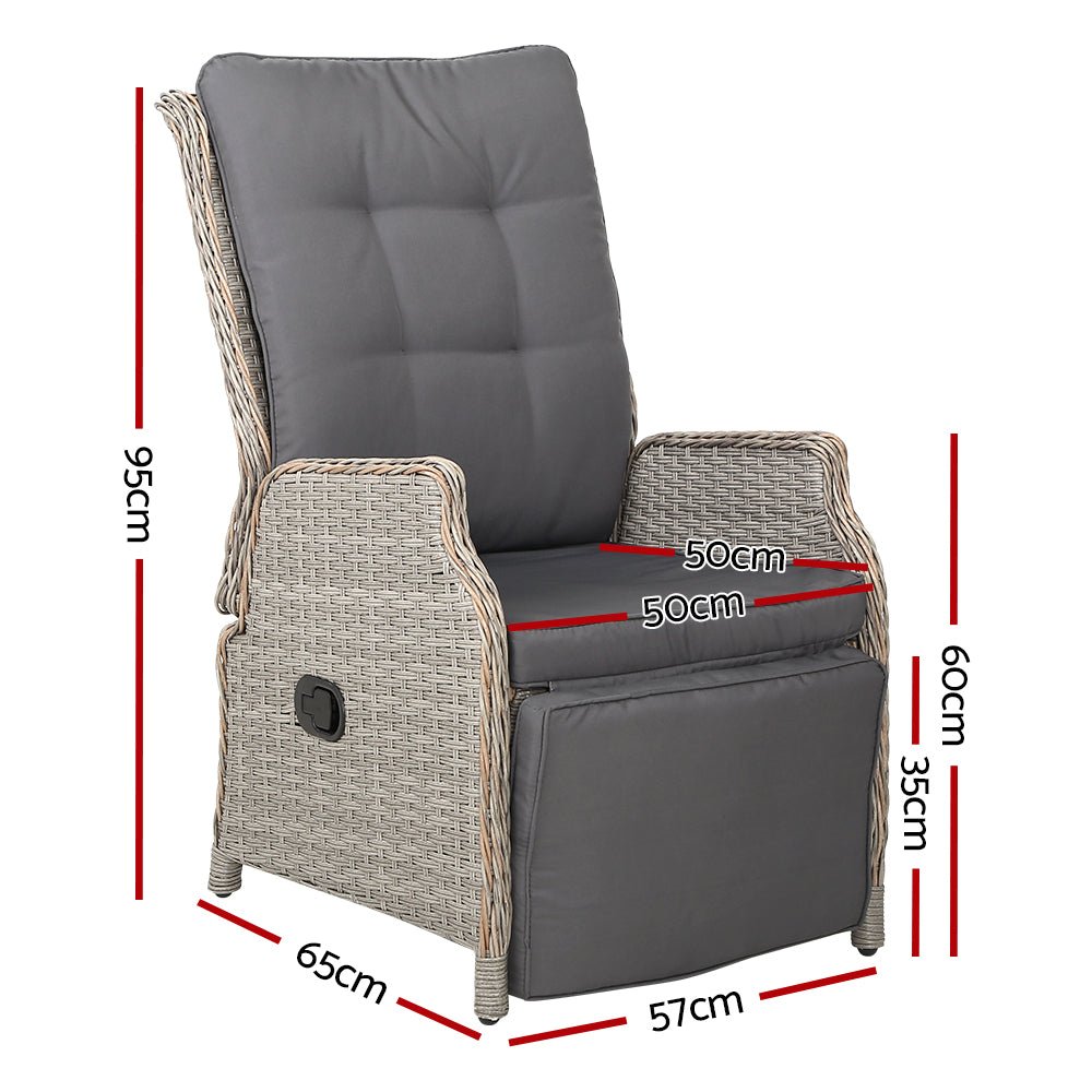 Elara Outdoor Recliner Patio Chair - Grey - Adjustable Lounge Chair for Backyard, Poolside & Garden Relaxation - Weather-Resistant & Comfortable