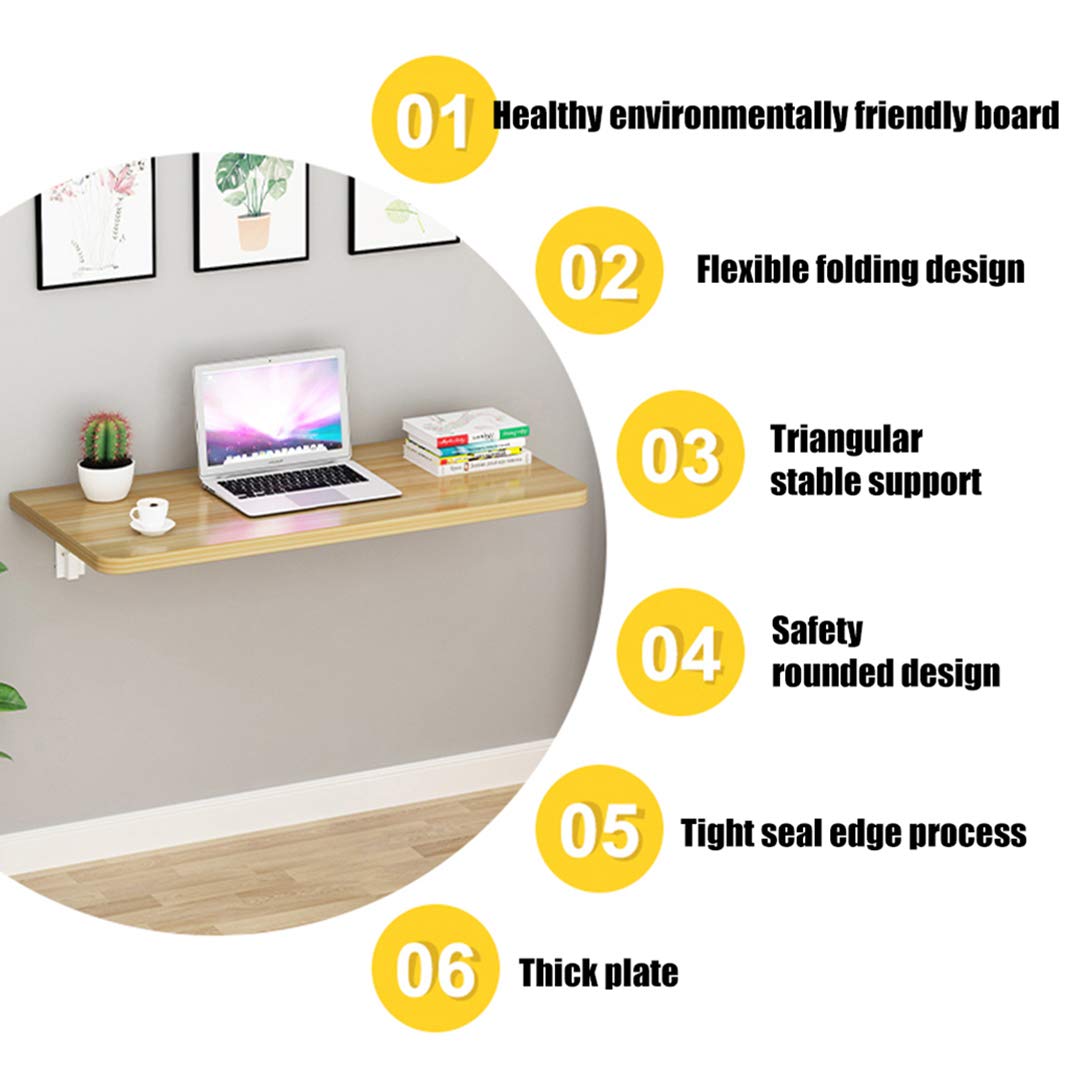 Wall Mounted Folding Drop-Leaf Table - Space Saving Home Office Desk, Floating Workstation for Kitchen, Dining & Small Spaces - Sturdy & Adjustable Size Options - Perfect for Apartments, Dorms & Compact Living Areas