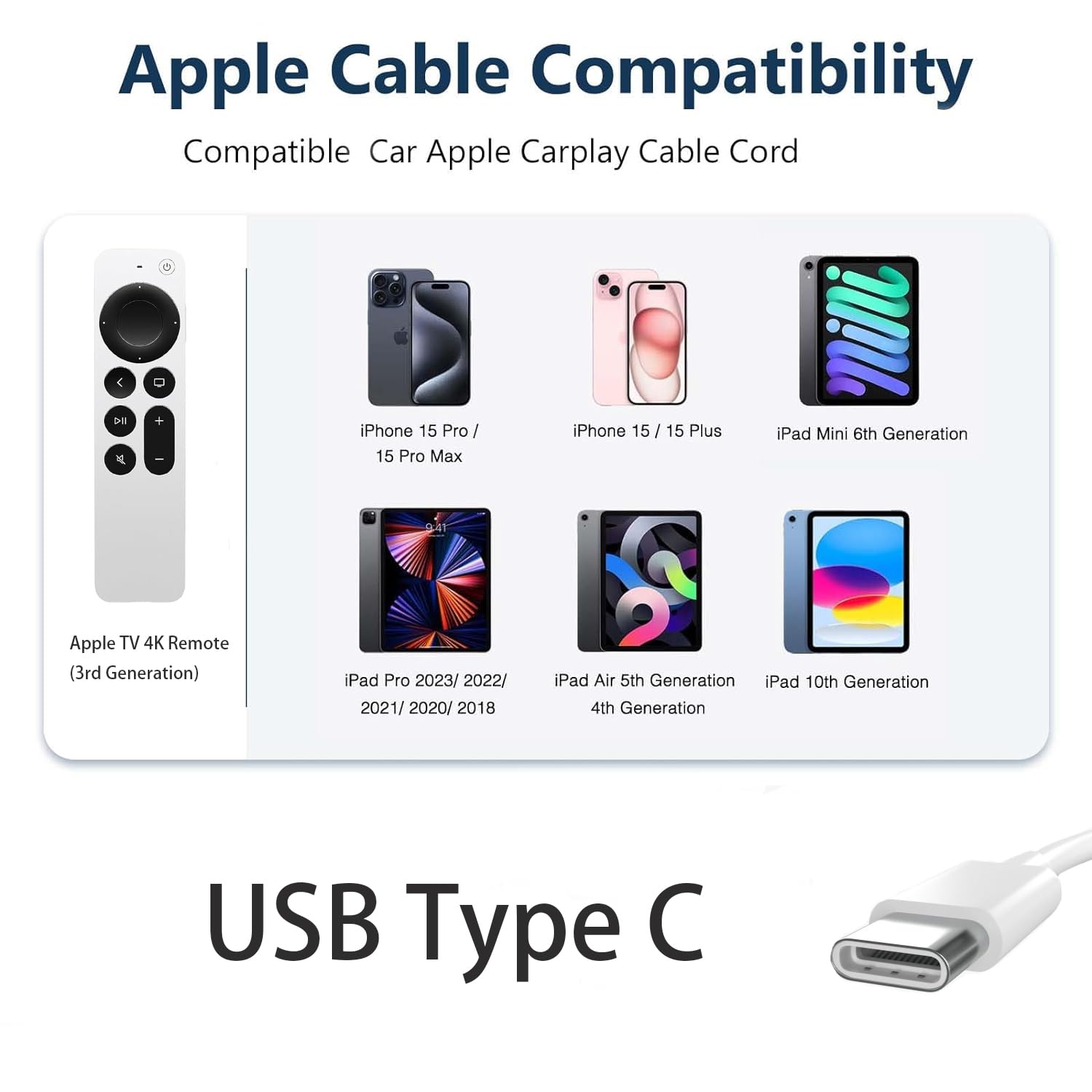 Premium Braided USB-C to USB-A Fast Charging Cable for Apple iPhone 16/15 Pro Max - Durable Nylon Woven CarPlay Charger Cord - Compatible with iPhone Charging & CarPlay System - Perfect for Home, Office & Car Use