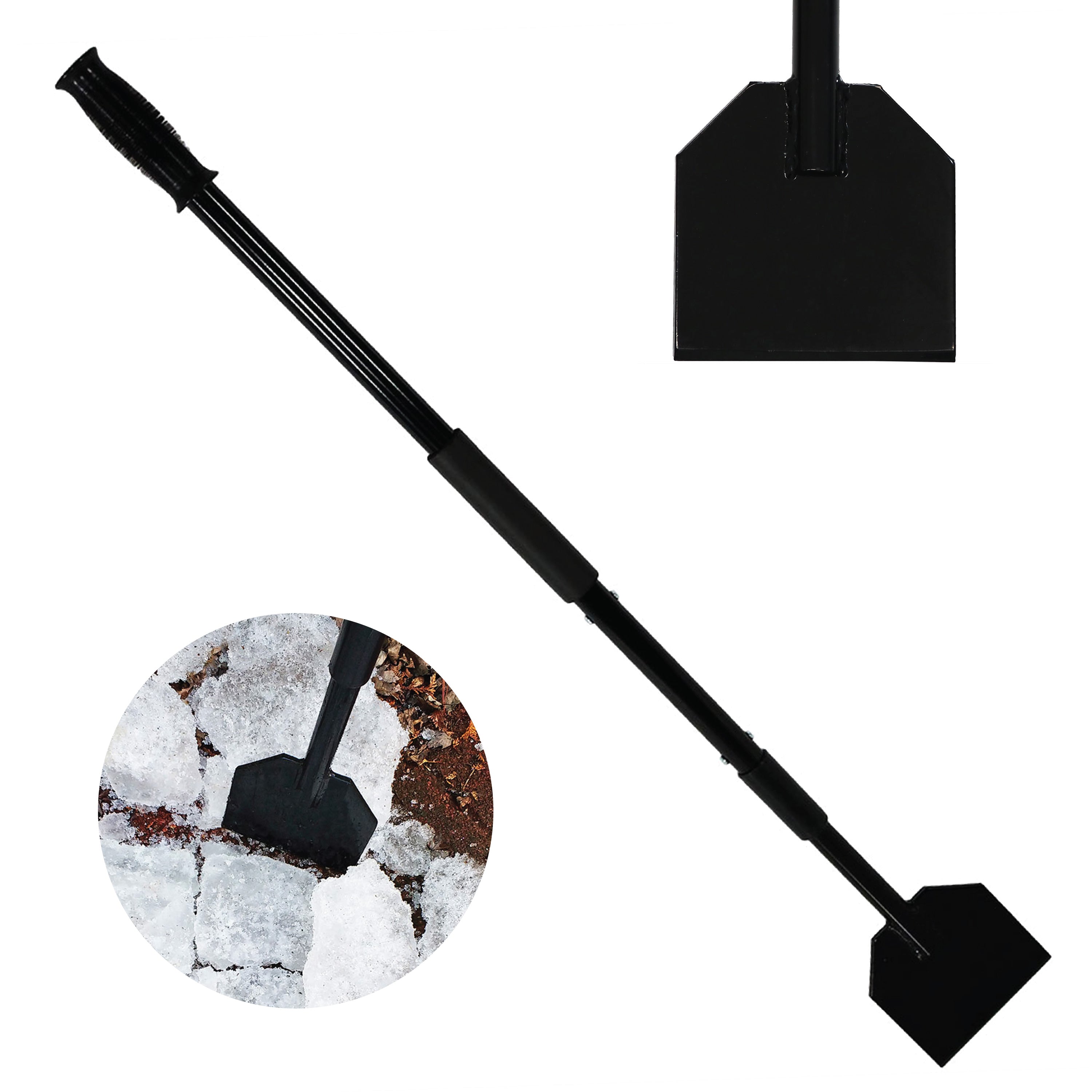 Heavy-Duty Steel Driveway Ice Scraper with Shock-Absorbing Handle & Extra Thick Blade - Perfect for Winter Snow Removal on Cars, Trucks, and Walkways