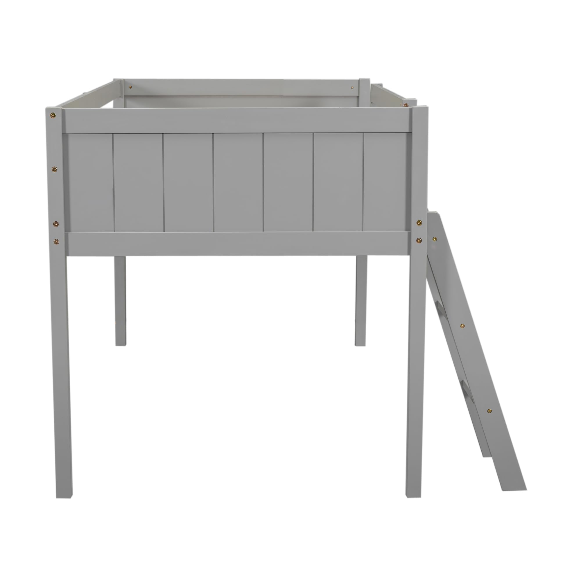Harper & Bright Designs Twin Low Loft Bed for Kids - Sturdy Wood Frame with Ladder & Safety Guardrails - Perfect for Small Rooms, Dorms, or Shared Spaces - Gray (Twin Size, Ideal for Girls, Boys & Teens)