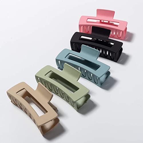 Skvilla 6 Pack Square Claw Clips for Women - Matte Hair Clips for Strong Hold, Hair Styling Accessories for Women and Girls - Perfect for Ponytails, Buns and Everyday Hairstyles