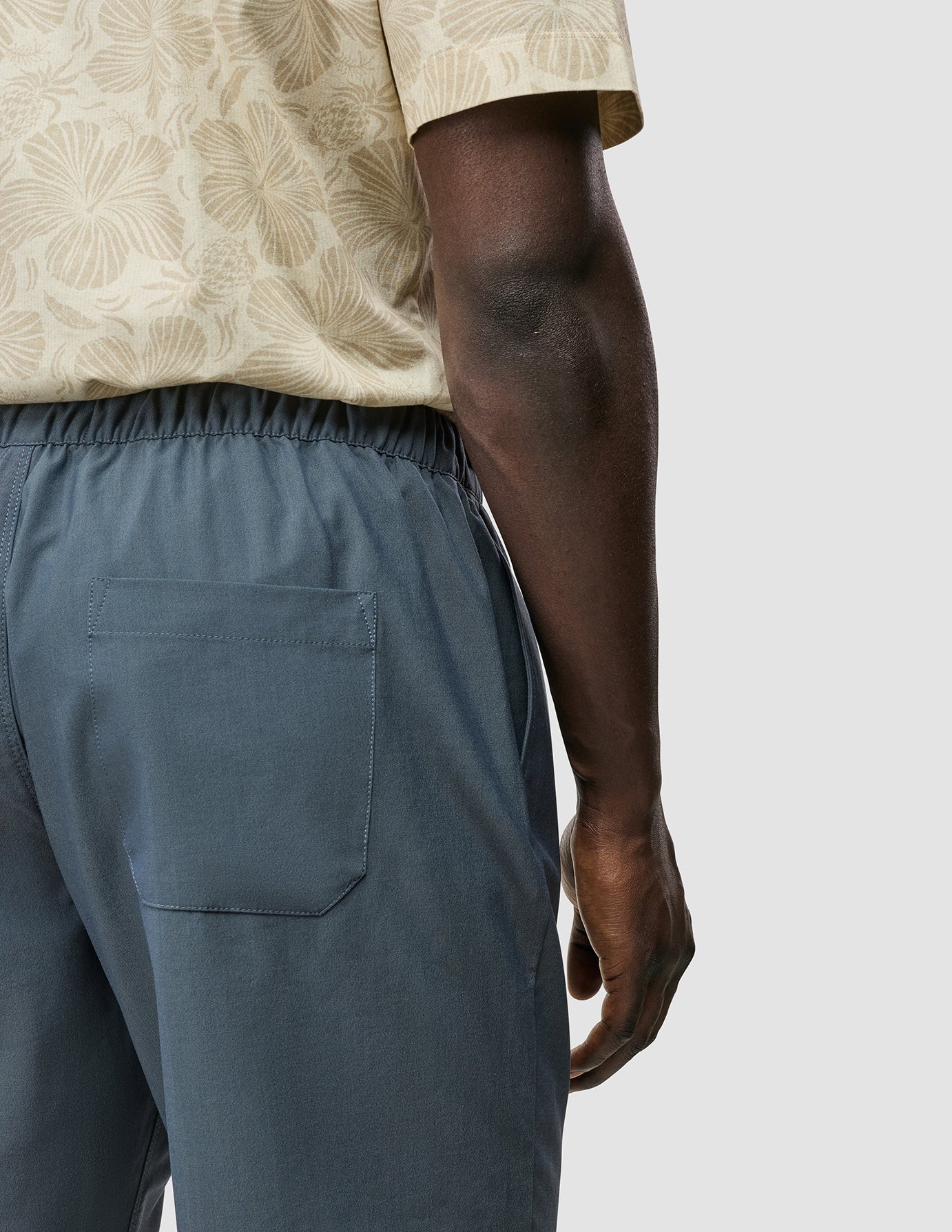 Tech Linen Elastic Shorts for Men - Comfortable Navy Blue Casual Shorts with Stretch Waistband - Perfect for Summer, Travel & Lounge Wear