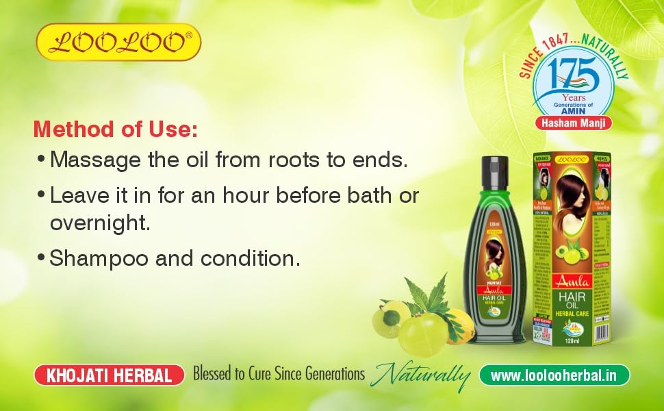 LooLoo Mumtaz Amla Hair Oil - 100% Natural Hair Growth Treatment with Amla, Jasmine & Lemon Extract - 3 Pack (120ml Each) for Dry, Damaged Hair & Scalp Care - Perfect for Daily Nourishment & Styling