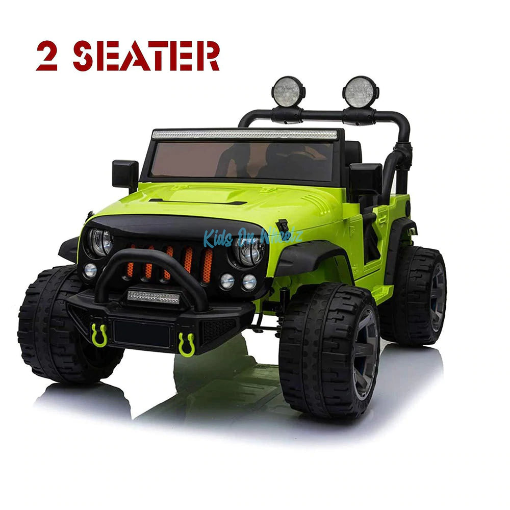 Jeep Wrangler 12V Ride On Car for Kids - 2 Seater Electric Toy Vehicle in Lime Green - Perfect for Outdoor Play & Backyard Adventures
