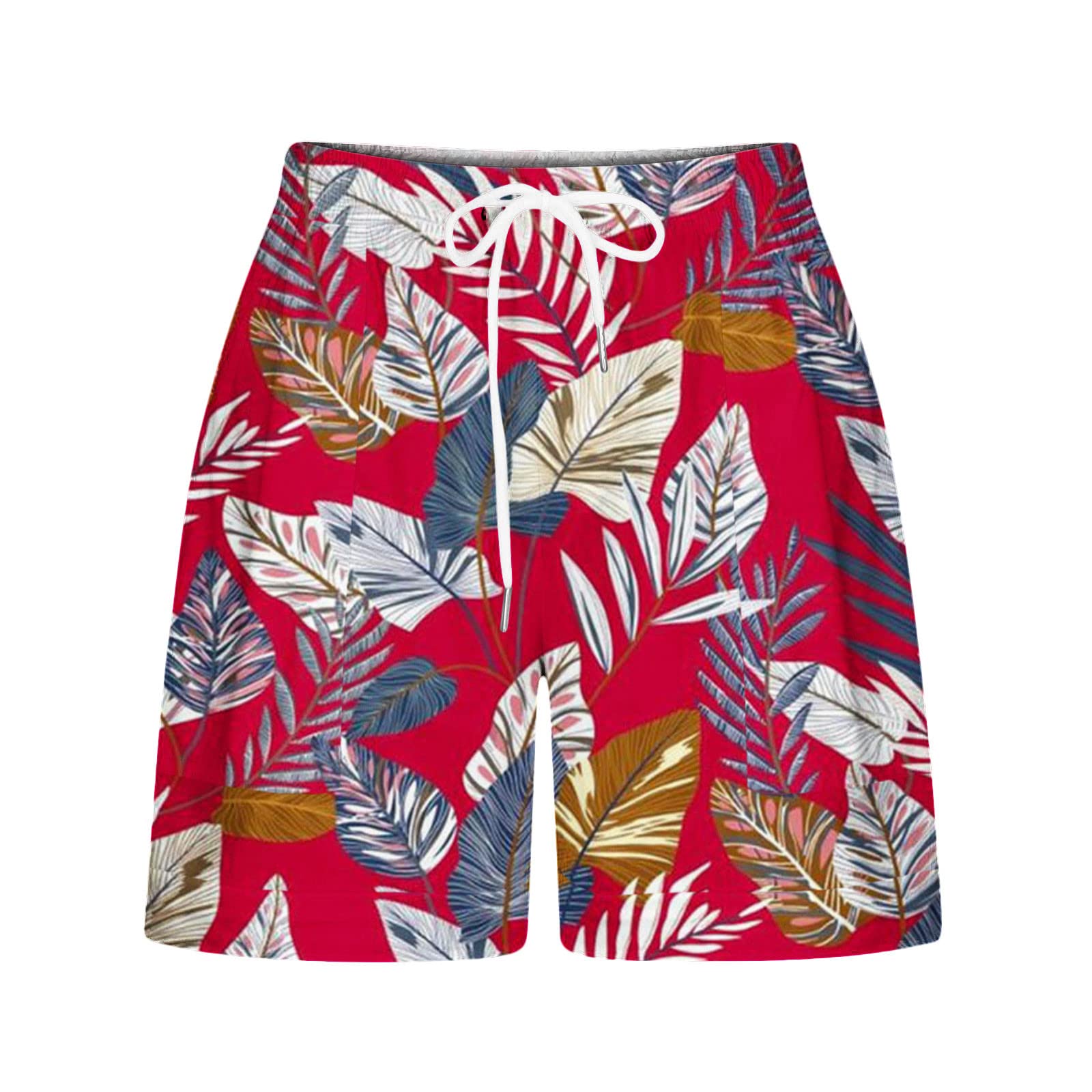 Women's Beach Shorts with Pockets - Tropical Print Summer Shorts for Vacation & Casual Wear