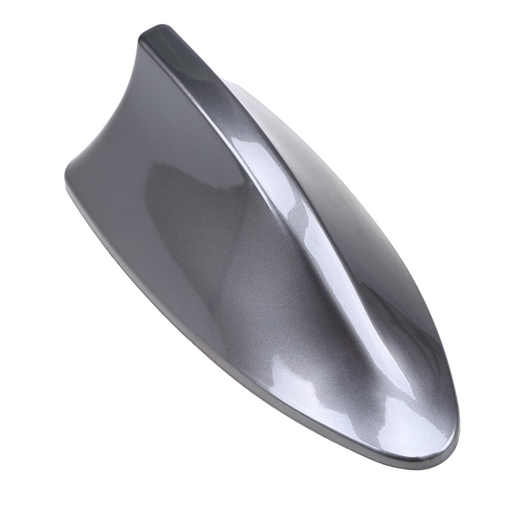 Possbay Universal Shark Fin Car Antenna - AM/FM Radio Signal Aerial with Adhesive Base for BMW, SUV, Truck & Van (Gray) | Weatherproof Design for Enhanced Reception on Road Trips & Daily Commutes