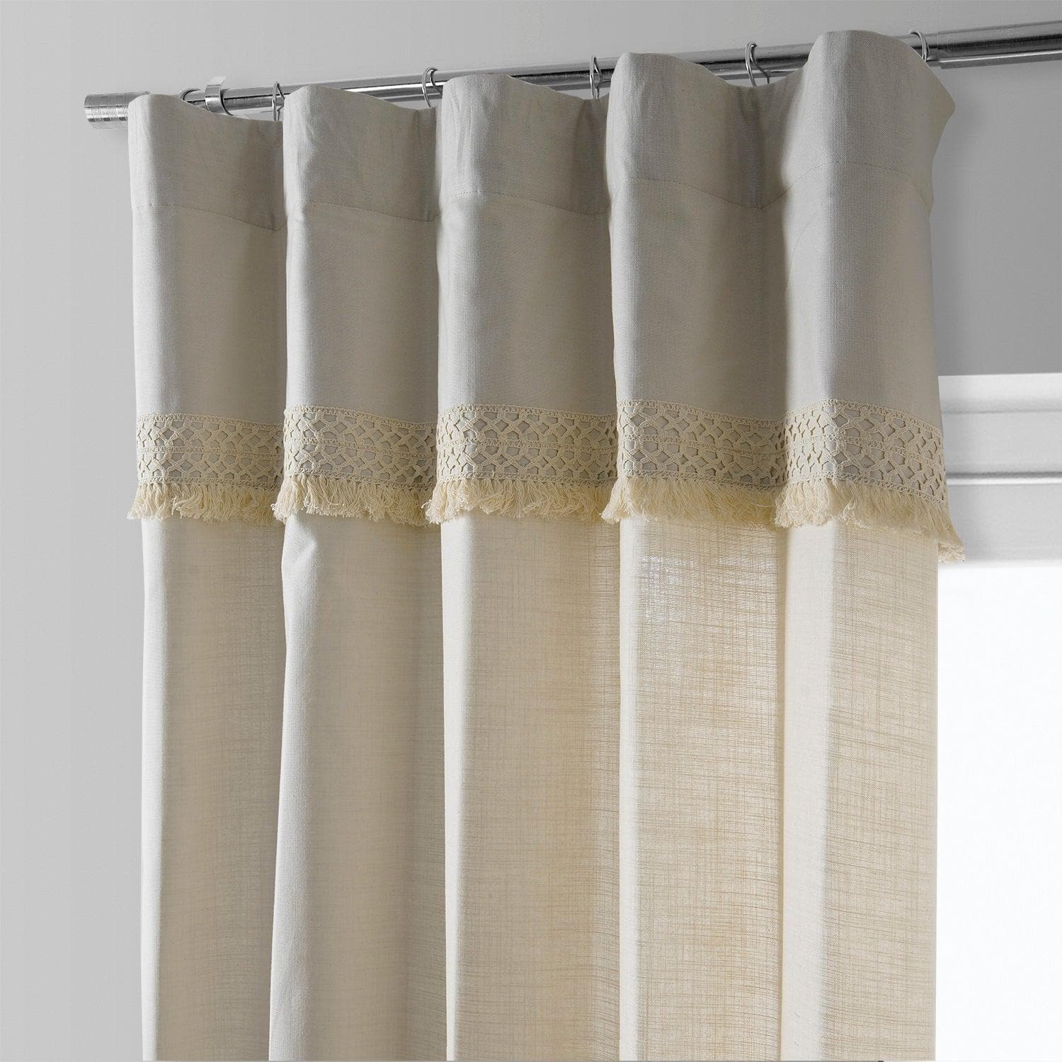 Sayville Modern Hampton Textured Cotton Curtains with Border - Elegant Window Treatment for Living Room, Bedroom & Home Decor