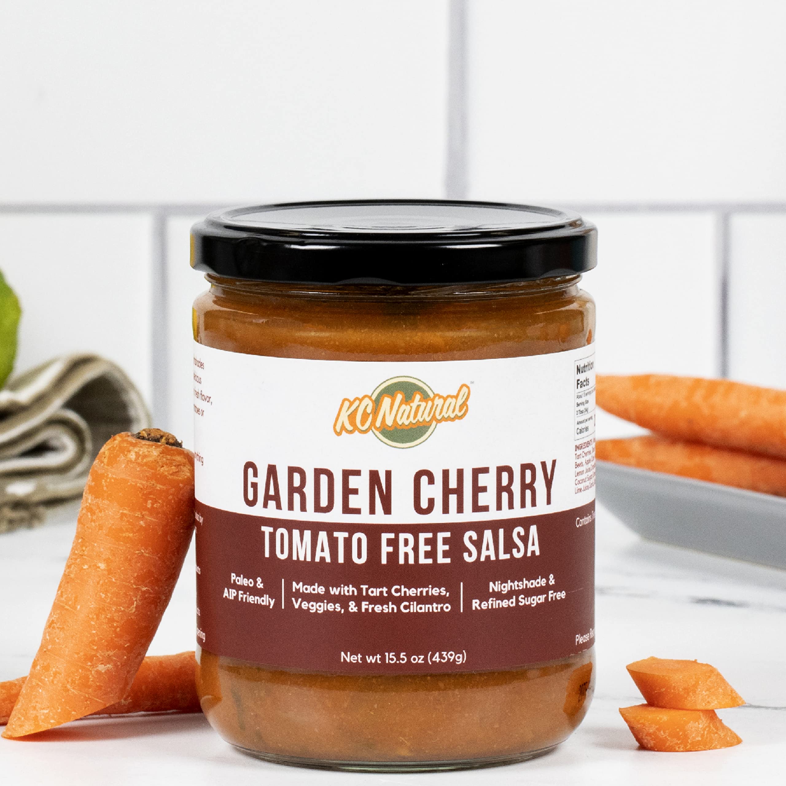Organic Garden Cherry Salsa - No Tomato, Gluten-Free, Vegan - 3 Pack | Perfect for Chips, Tacos & Healthy Snacking
