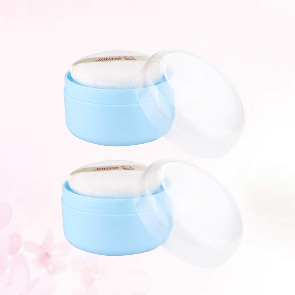 Healifty 2-Piece Makeup Powder Puff Set with Empty Body Powder Container & Sifter - Soft Bath Powder Puffs for Home & Travel - Ideal for Post-Shower, Baby Care & On-the-Go Touch Ups
