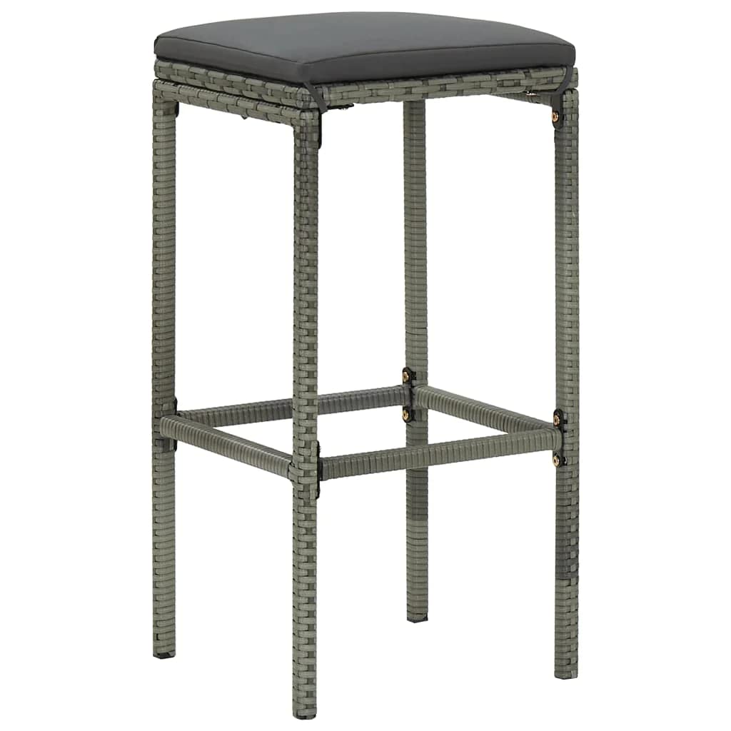9-Piece vidaXL Patio Bar Set with Wood Tabletop & Cushions - Outdoor Bar Table and Stools for Garden, Farmhouse, Backyard Dining - Weather-Resistant Gray Patio Furniture for Entertaining & Relaxation