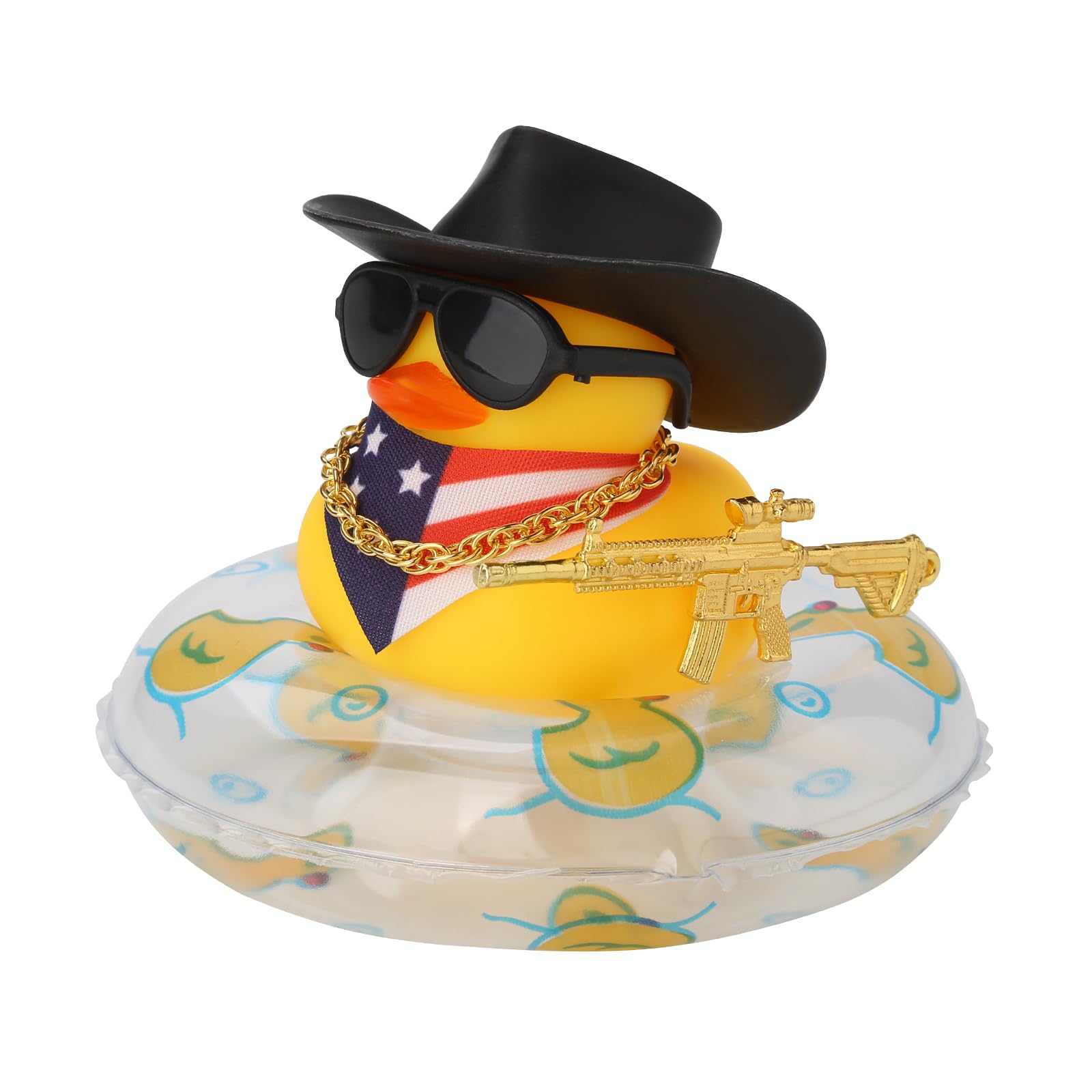 Rubber Duck Car Dashboard Decor - Cute Rubber Duck with Swim Ring, Necklace & Sunglasses for Car Accessories | Perfect for Dashboard Decoration, Gifts & Fun Car Interior Styling